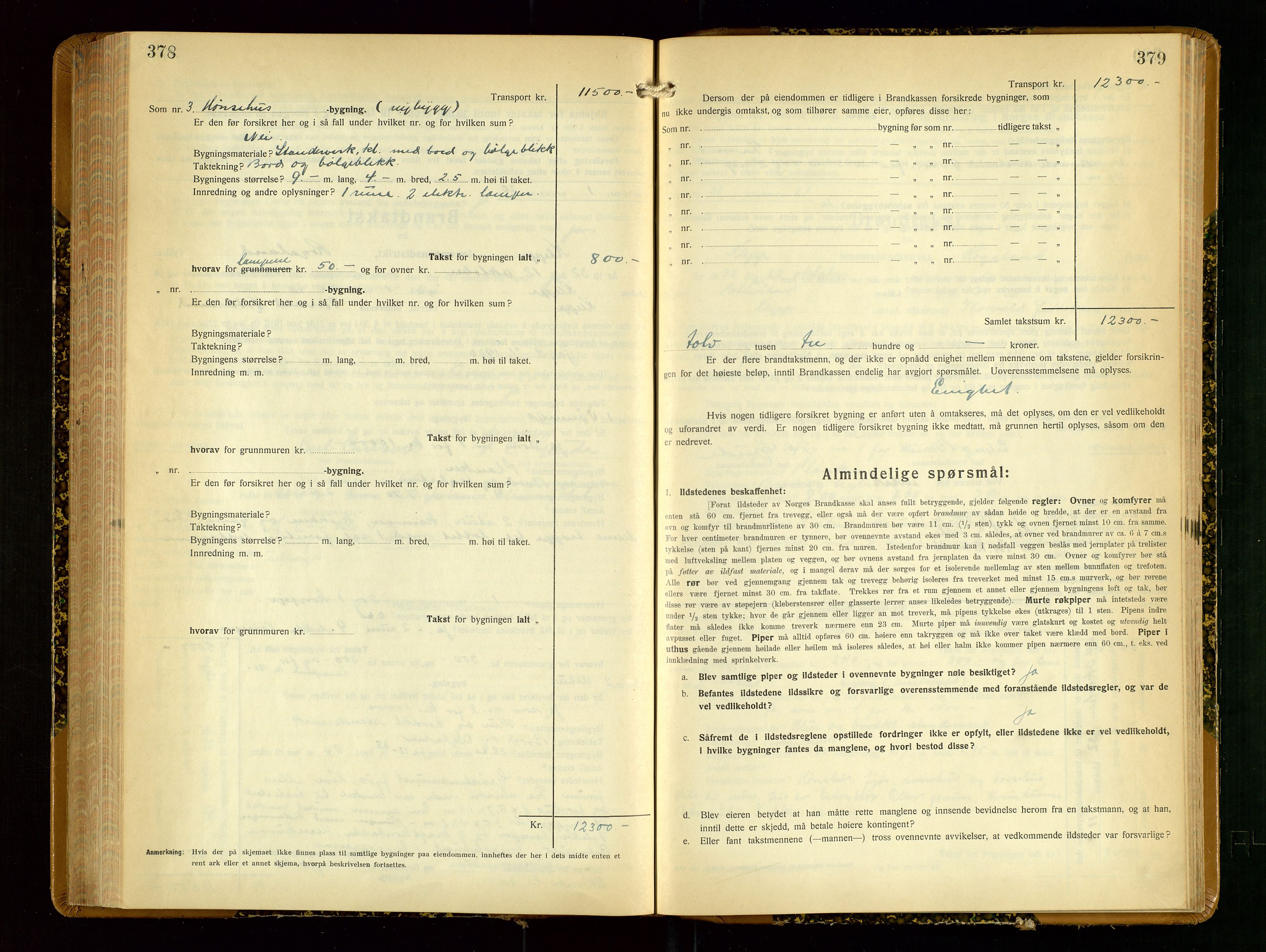 Klepp lensmannskontor, AV/SAST-A-100163/Goc/L0012: "Brandtakstprotokoll" m/register, 1929-1933, s. 378-379