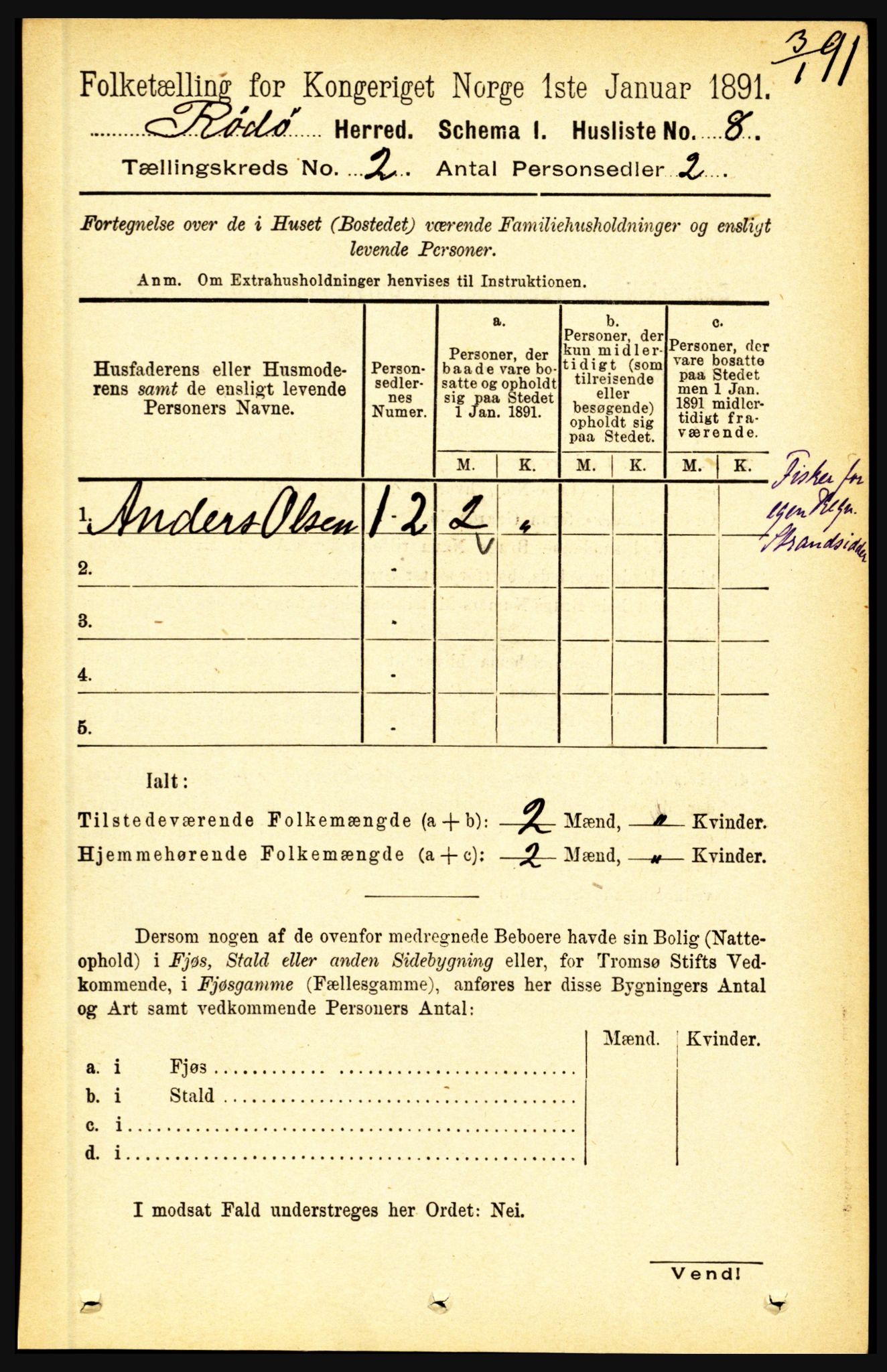 RA, Folketelling 1891 for 1836 Rødøy herred, 1891, s. 161