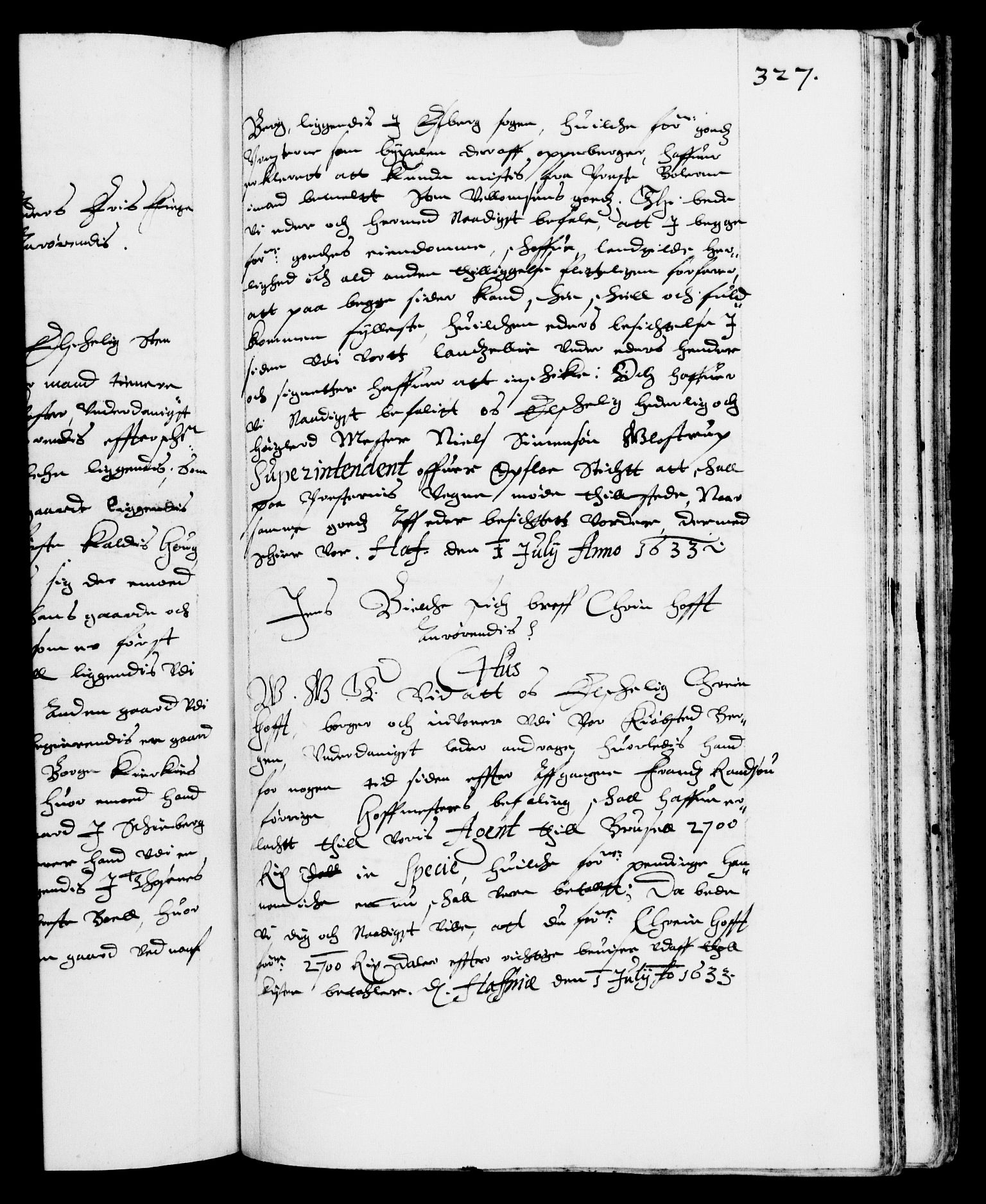 Danske Kanselli 1572-1799, AV/RA-EA-3023/F/Fc/Fca/Fcab/L0005: Norske tegnelser (mikrofilm), 1628-1633, s. 326a
