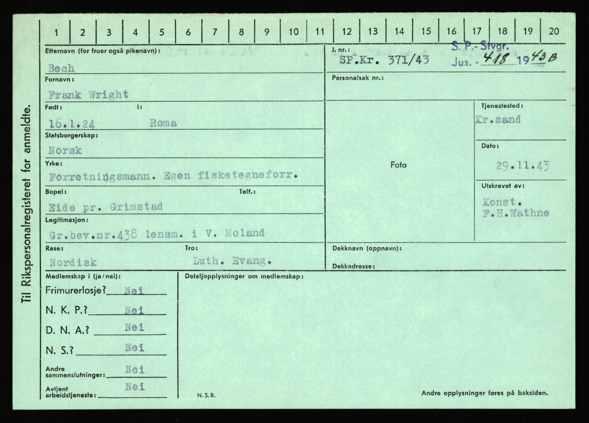 Statspolitiet - Hovedkontoret / Osloavdelingen, AV/RA-S-1329/C/Ca/L0002: Arneberg - Brand, 1943-1945, s. 1567