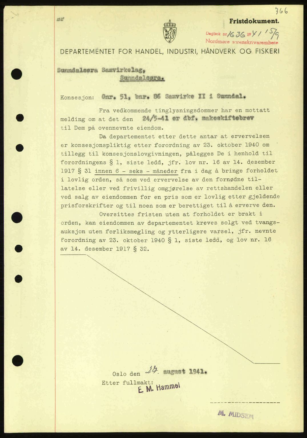 Nordmøre sorenskriveri, SAT/A-4132/1/2/2Ca: Pantebok nr. B88, 1941-1942, Dagboknr: 1636/1941