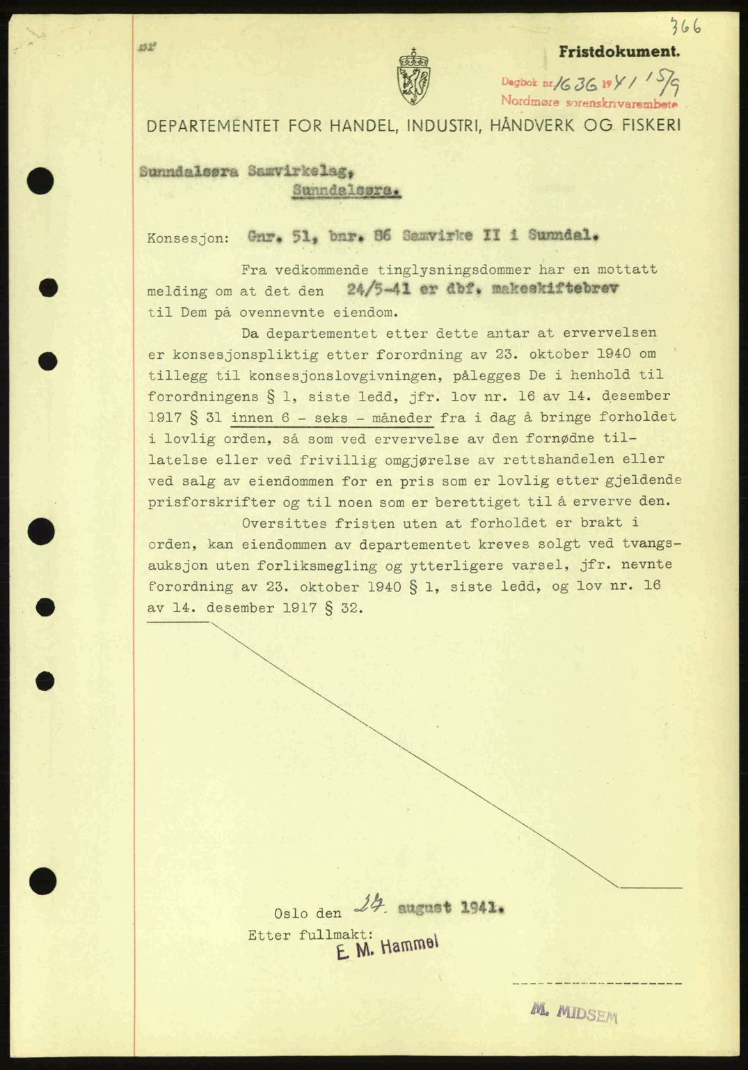 Nordmøre sorenskriveri, AV/SAT-A-4132/1/2/2Ca: Pantebok nr. B88, 1941-1942, Dagboknr: 1636/1941