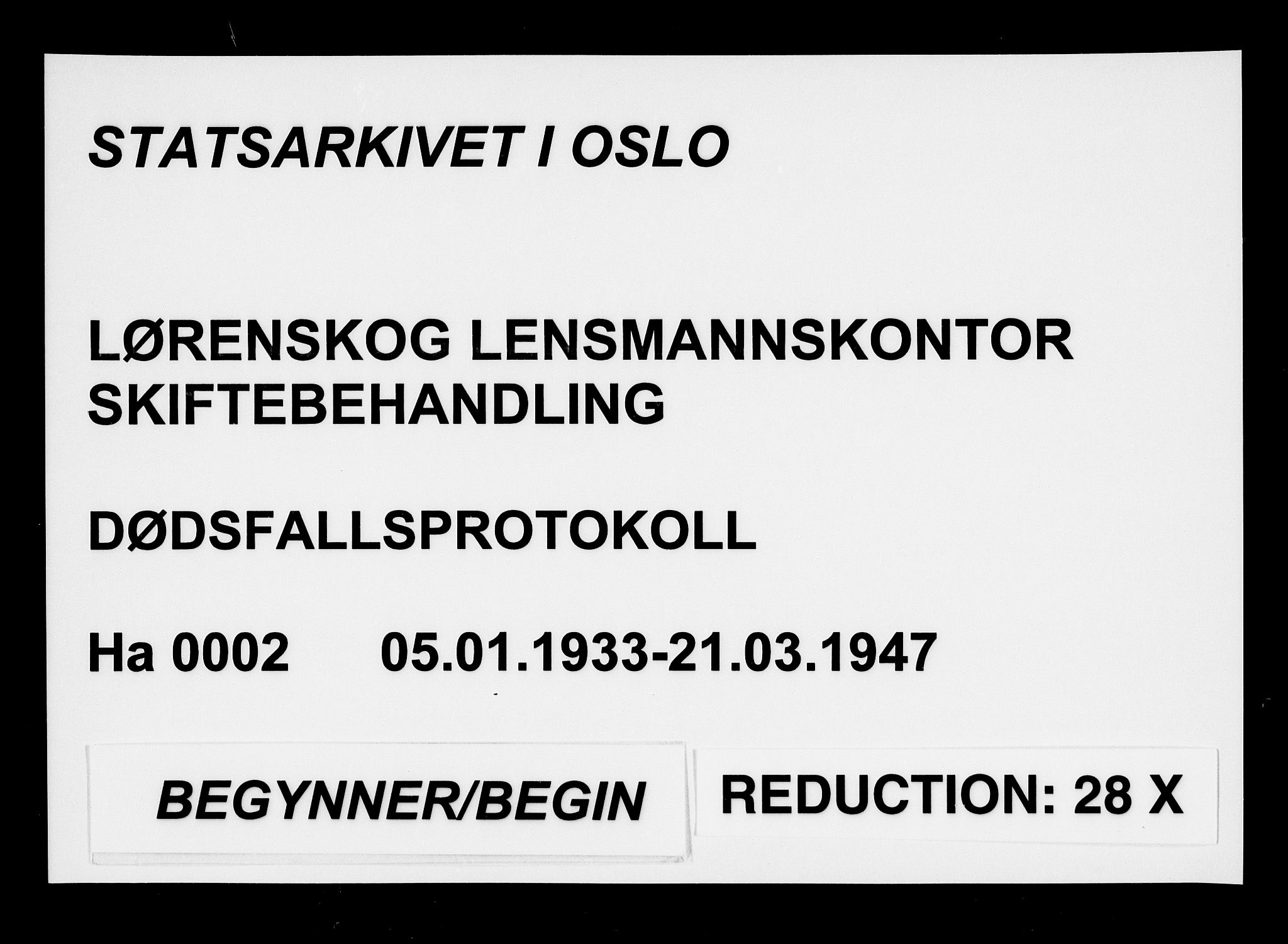 Lørenskog lensmannskontor, SAO/A-10551/H/Ha/L0002: Dødsfallsprotokoll, 1933-1947