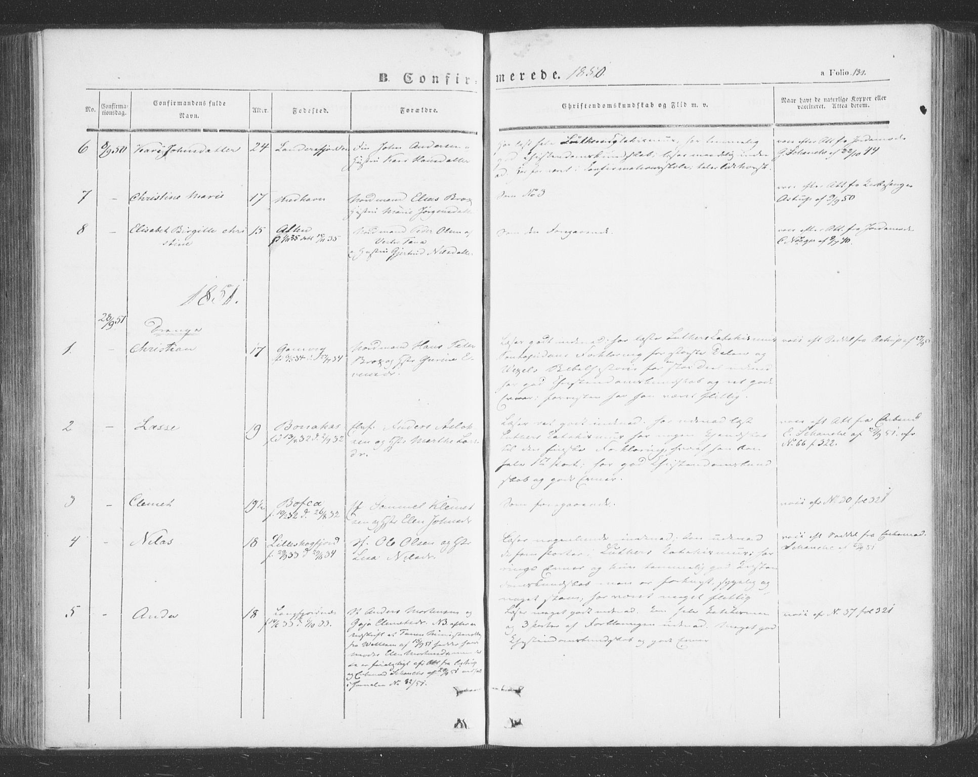Tana sokneprestkontor, SATØ/S-1334/H/Ha/L0001kirke: Ministerialbok nr. 1, 1846-1861, s. 130