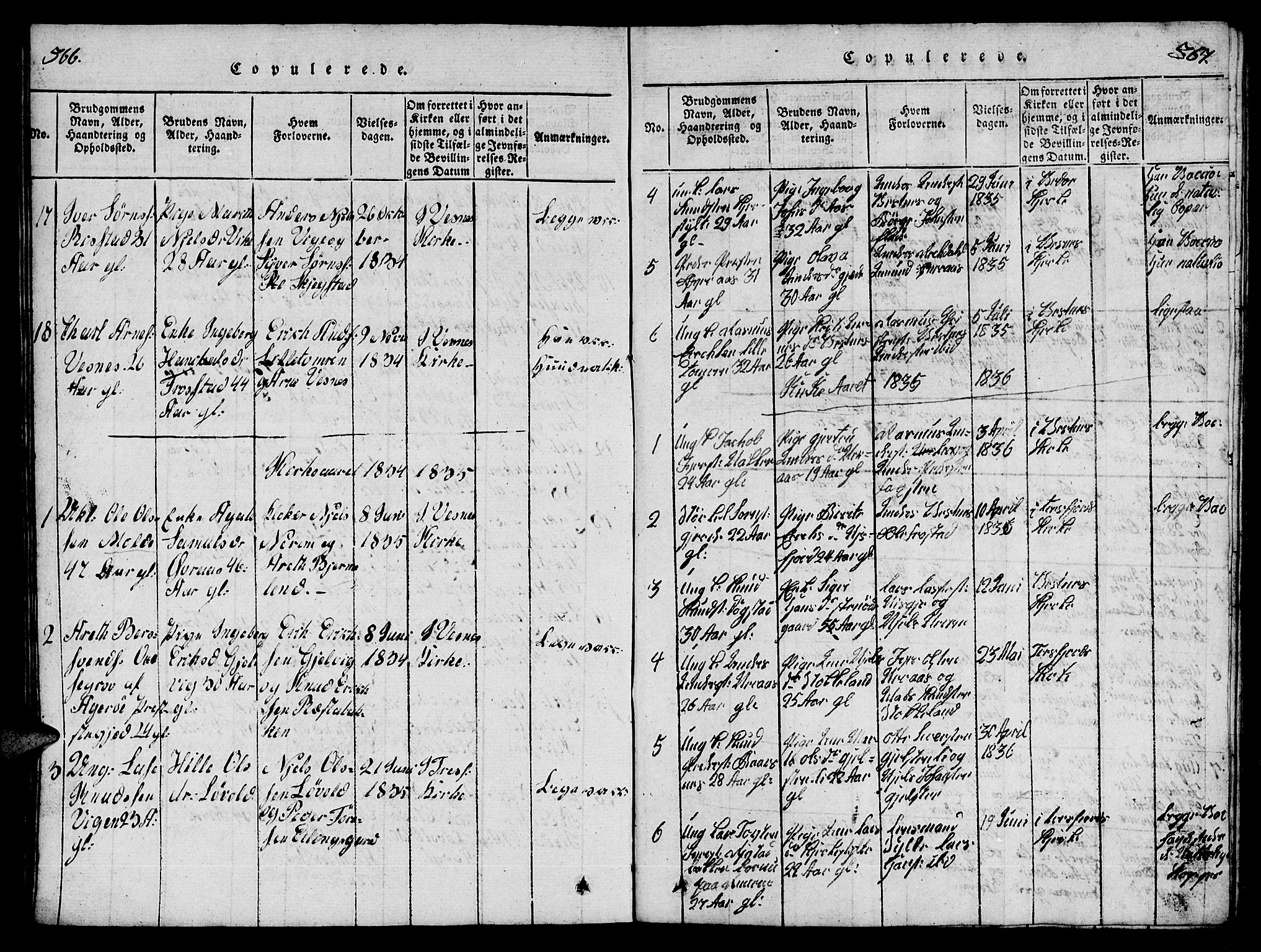 Ministerialprotokoller, klokkerbøker og fødselsregistre - Møre og Romsdal, SAT/A-1454/539/L0535: Klokkerbok nr. 539C01, 1818-1842, s. 366-367