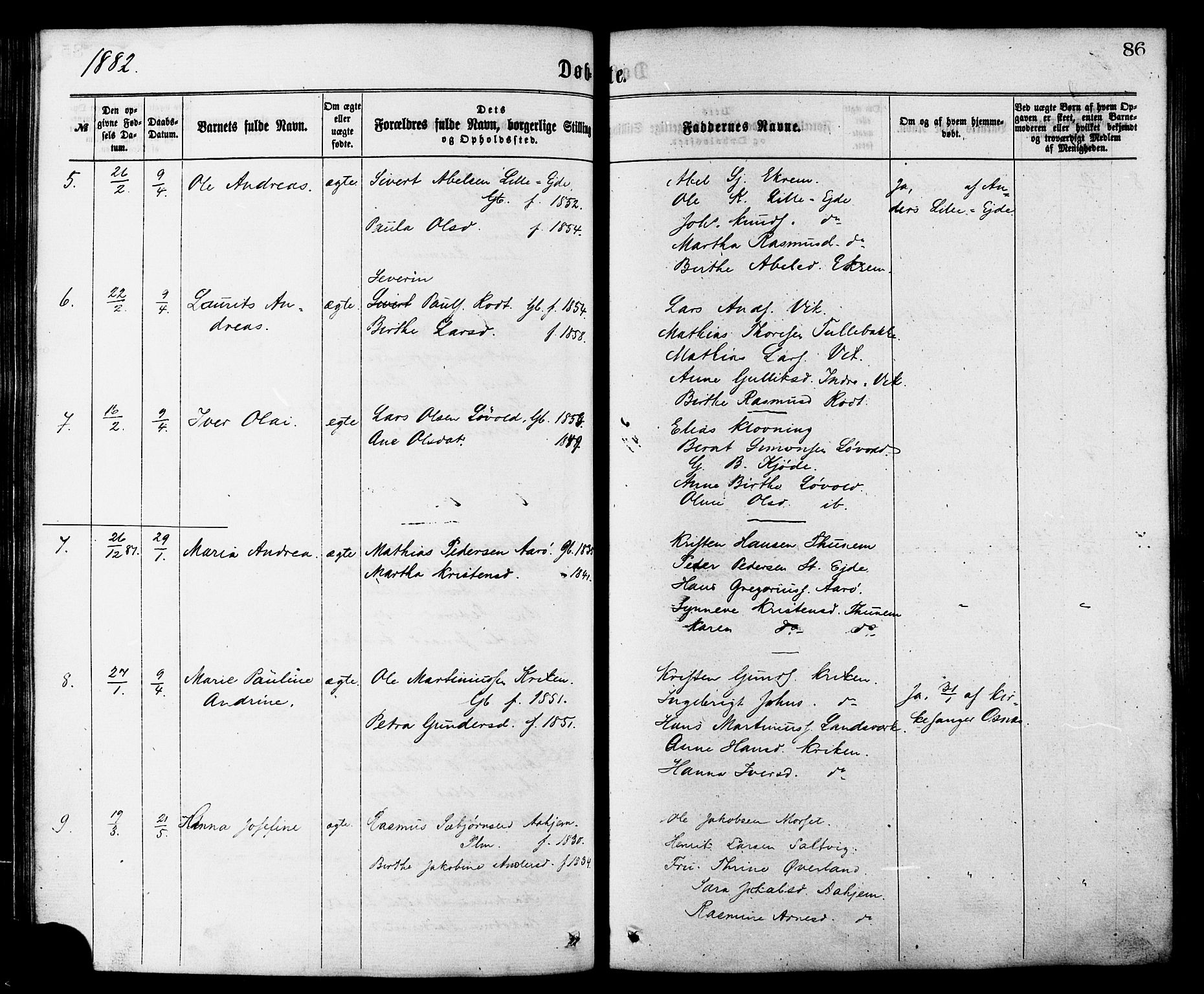 Ministerialprotokoller, klokkerbøker og fødselsregistre - Møre og Romsdal, AV/SAT-A-1454/501/L0007: Ministerialbok nr. 501A07, 1868-1884, s. 86