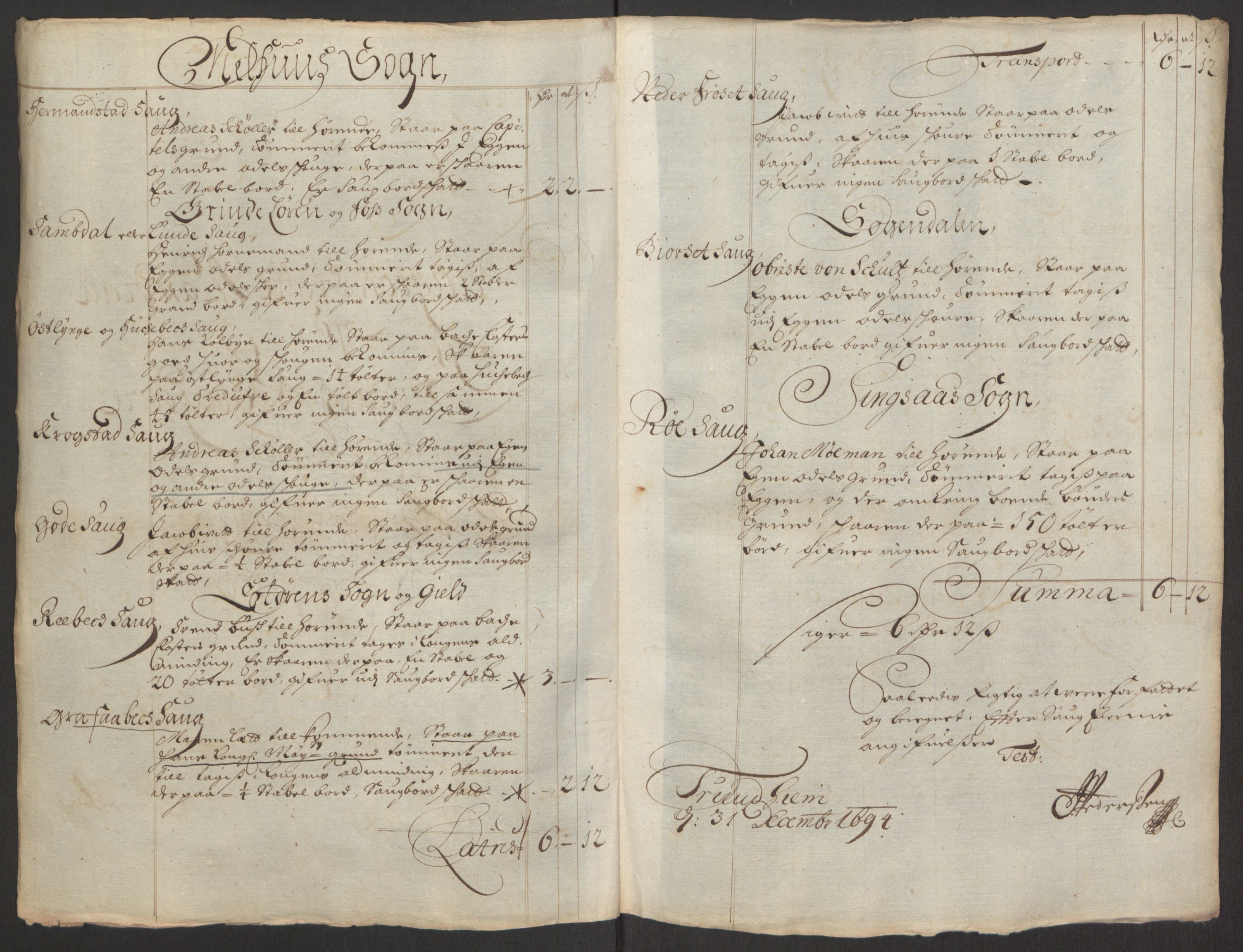 Rentekammeret inntil 1814, Reviderte regnskaper, Fogderegnskap, RA/EA-4092/R60/L3944: Fogderegnskap Orkdal og Gauldal, 1694, s. 358
