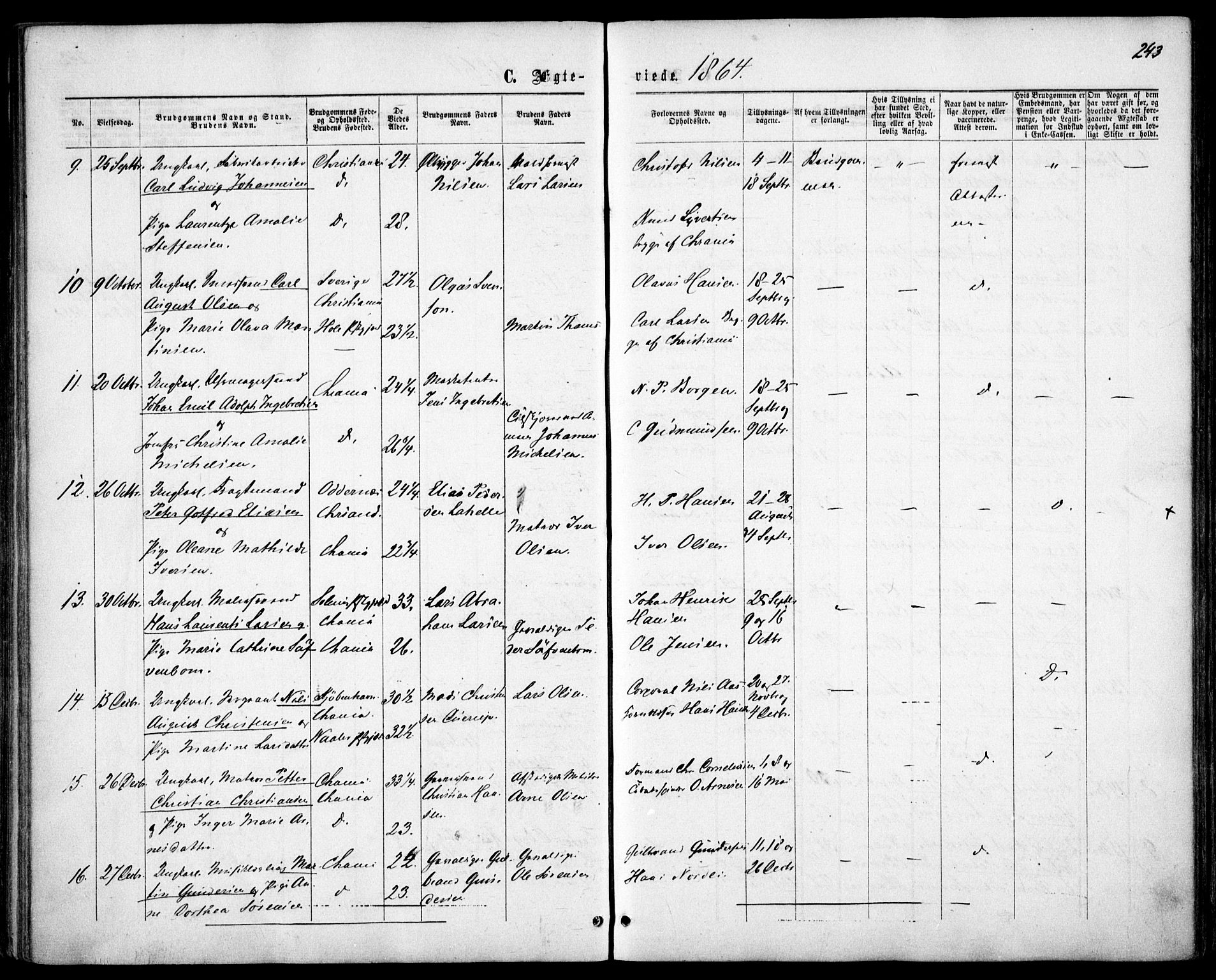 Garnisonsmenigheten Kirkebøker, SAO/A-10846/F/Fa/L0010: Ministerialbok nr. 10, 1859-1869, s. 243
