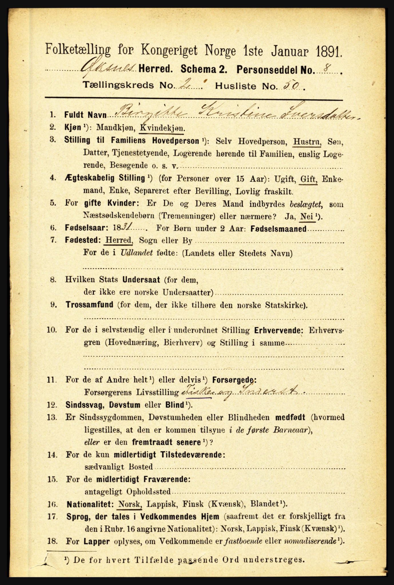 RA, Folketelling 1891 for 1868 Øksnes herred, 1891, s. 1057