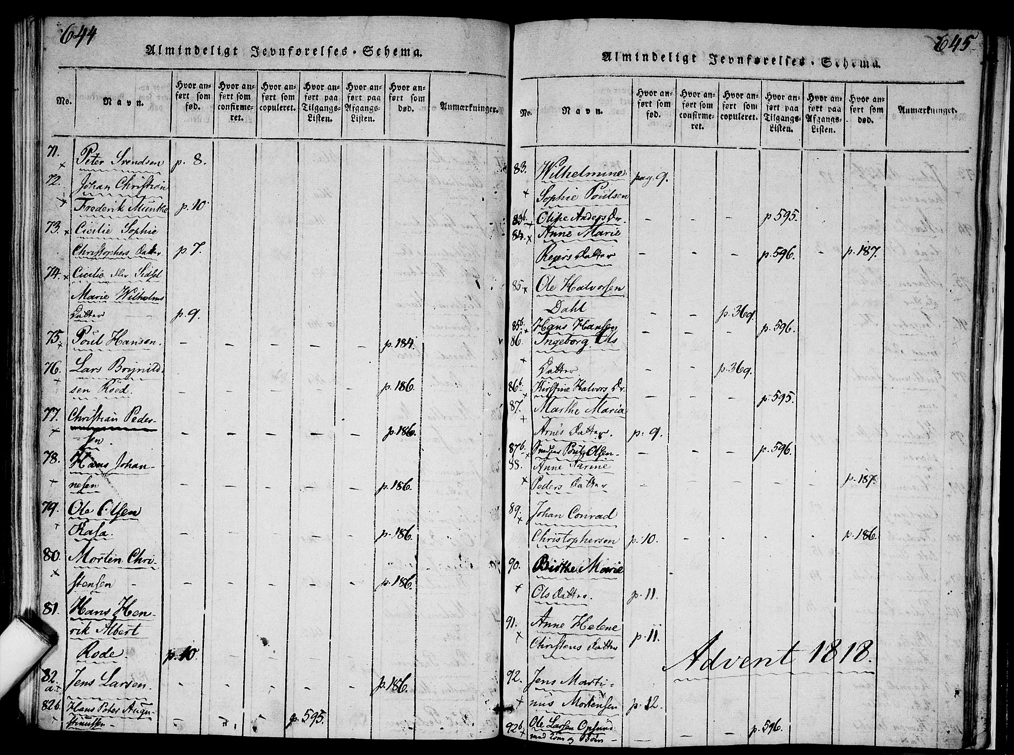 Gamlebyen prestekontor Kirkebøker, AV/SAO-A-10884/F/Fa/L0002: Ministerialbok nr. 2, 1817-1829, s. 644-645