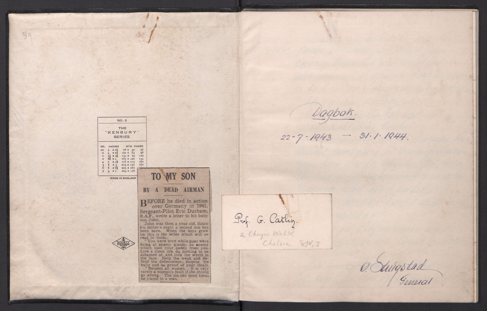 Strugstad, Oscar, AV/RA-PA-1988/F/Fa/L0001/0004: Dagbøker / Dagbok, 1943-1944