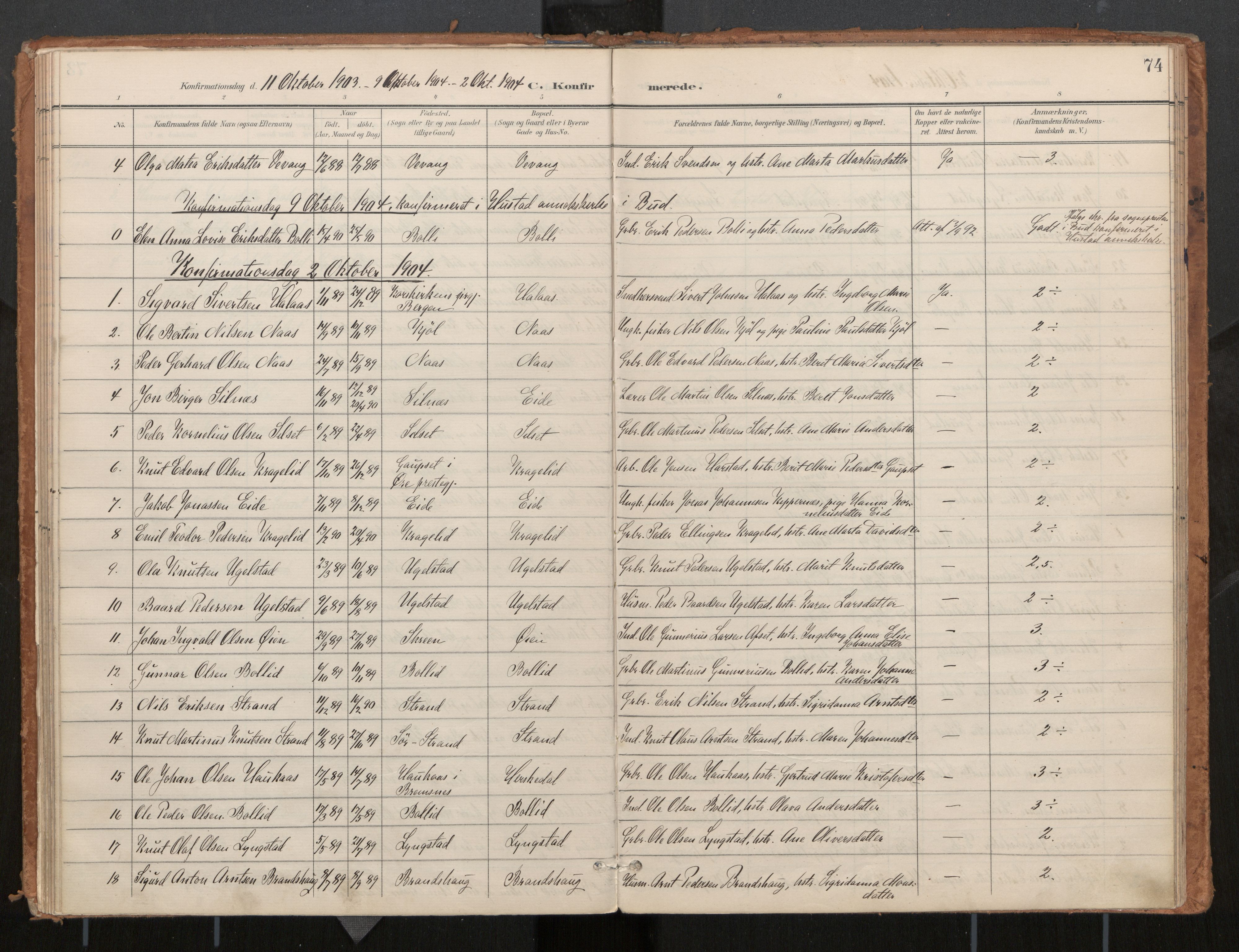 Ministerialprotokoller, klokkerbøker og fødselsregistre - Møre og Romsdal, AV/SAT-A-1454/571/L0836a: Ministerialbok nr. 571A02, 1898-1910, s. 74