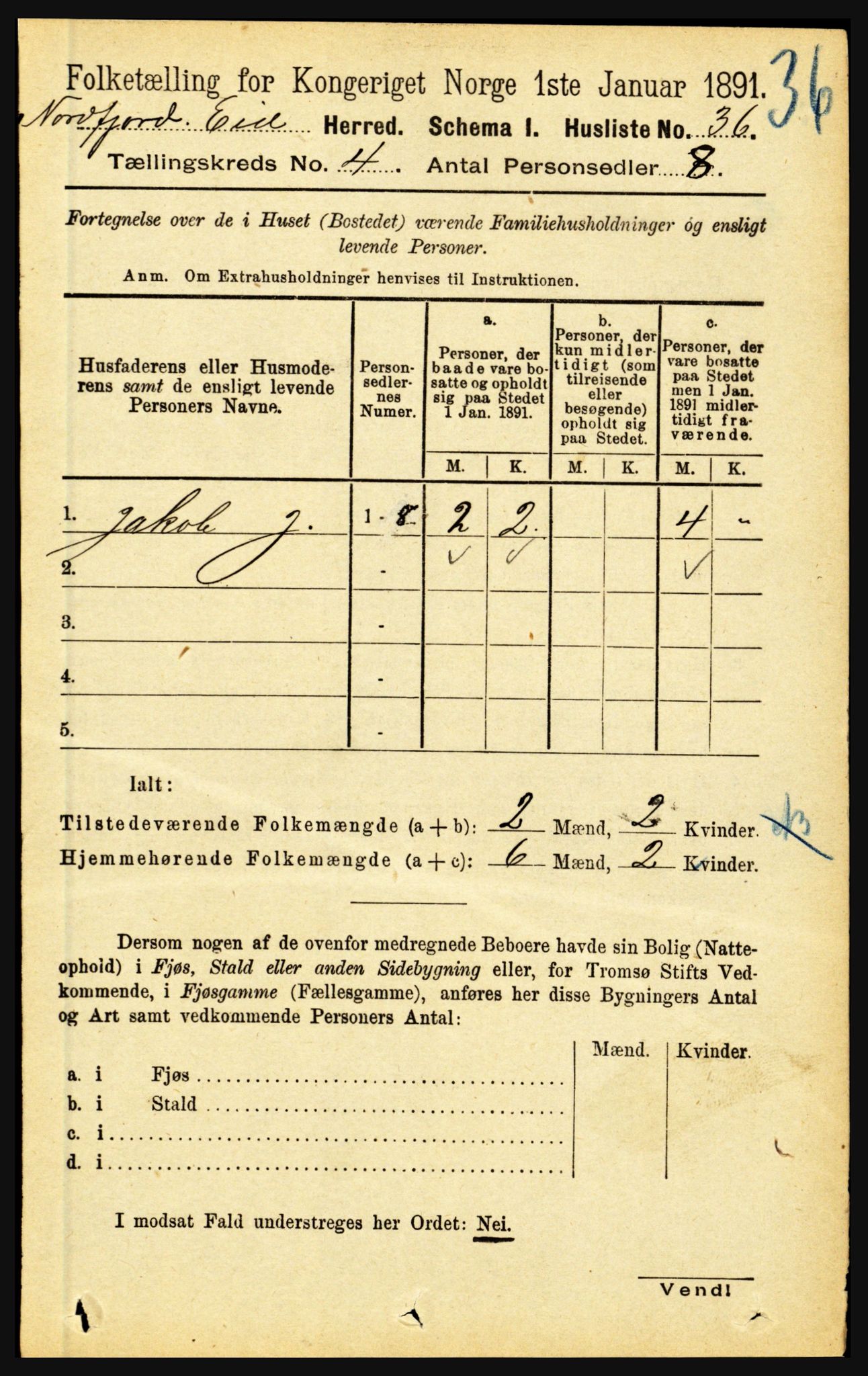 RA, Folketelling 1891 for 1443 Eid herred, 1891, s. 871