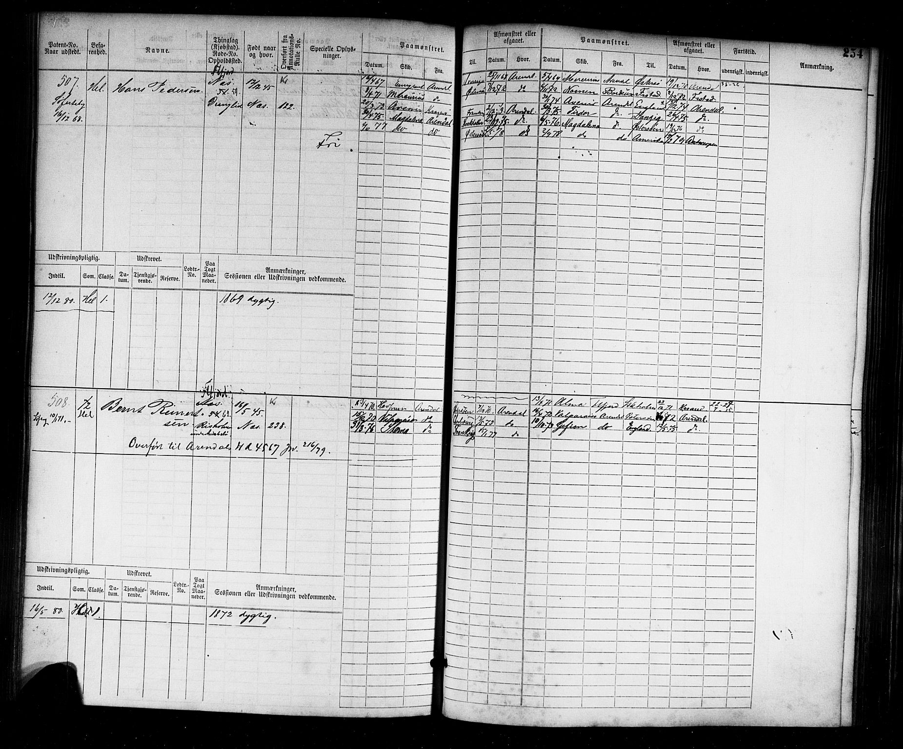 Flekkefjord mønstringskrets, AV/SAK-2031-0018/F/Fb/L0001: Hovedrulle nr 1-764, N-4, 1868-1900, s. 258