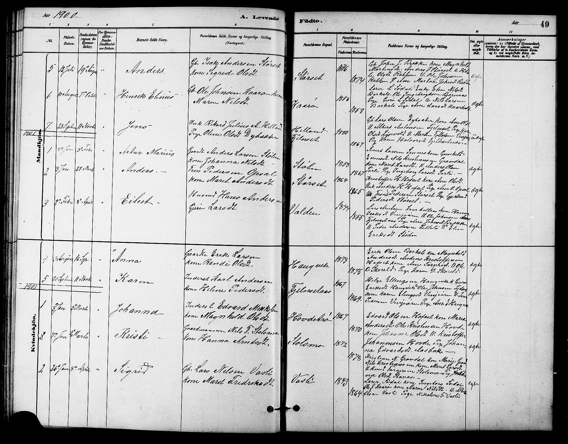 Ministerialprotokoller, klokkerbøker og fødselsregistre - Sør-Trøndelag, SAT/A-1456/631/L0514: Klokkerbok nr. 631C02, 1879-1912, s. 49