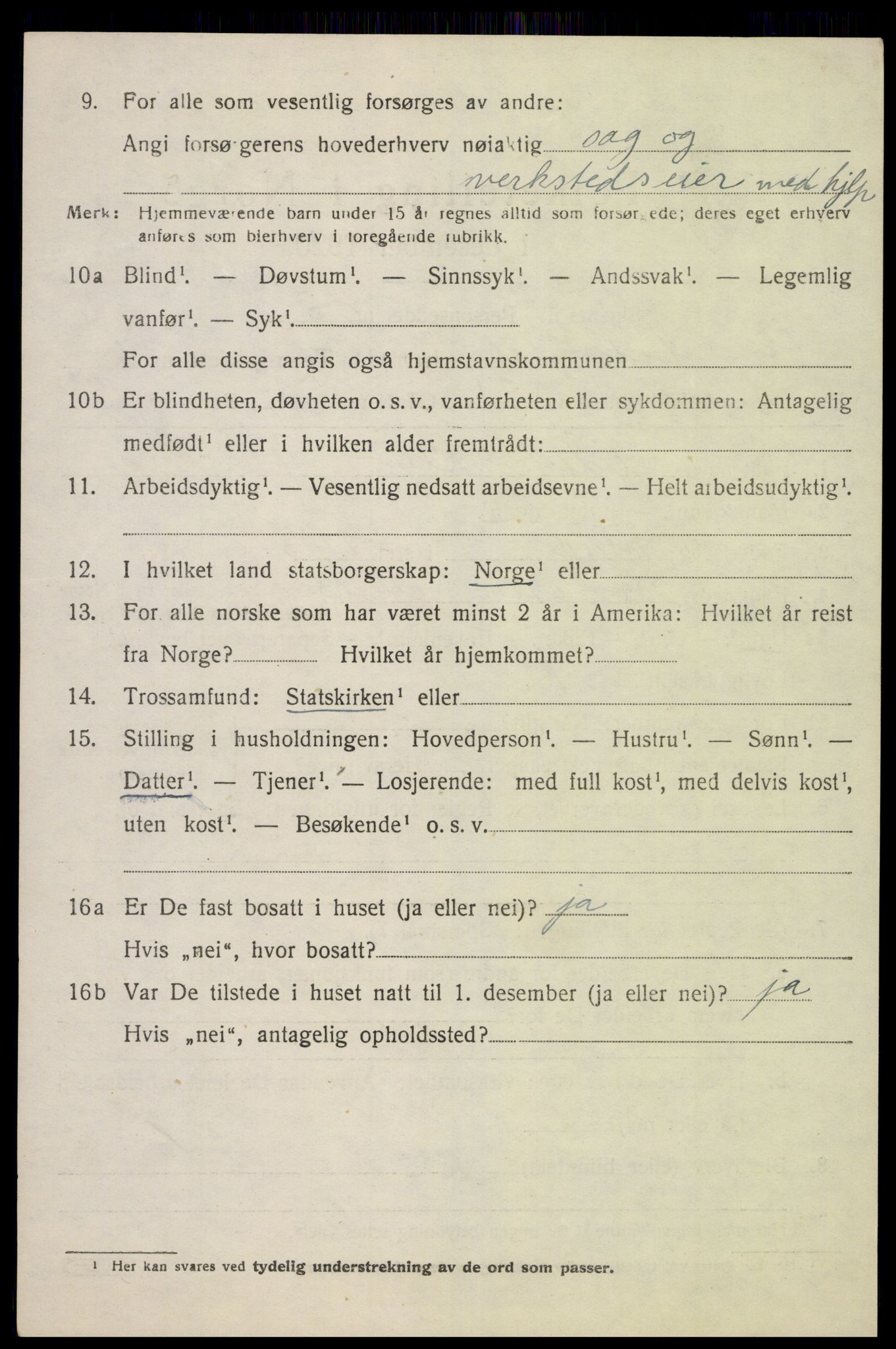 SAK, Folketelling 1920 for 1029 Sør-Audnedal herred, 1920, s. 5916