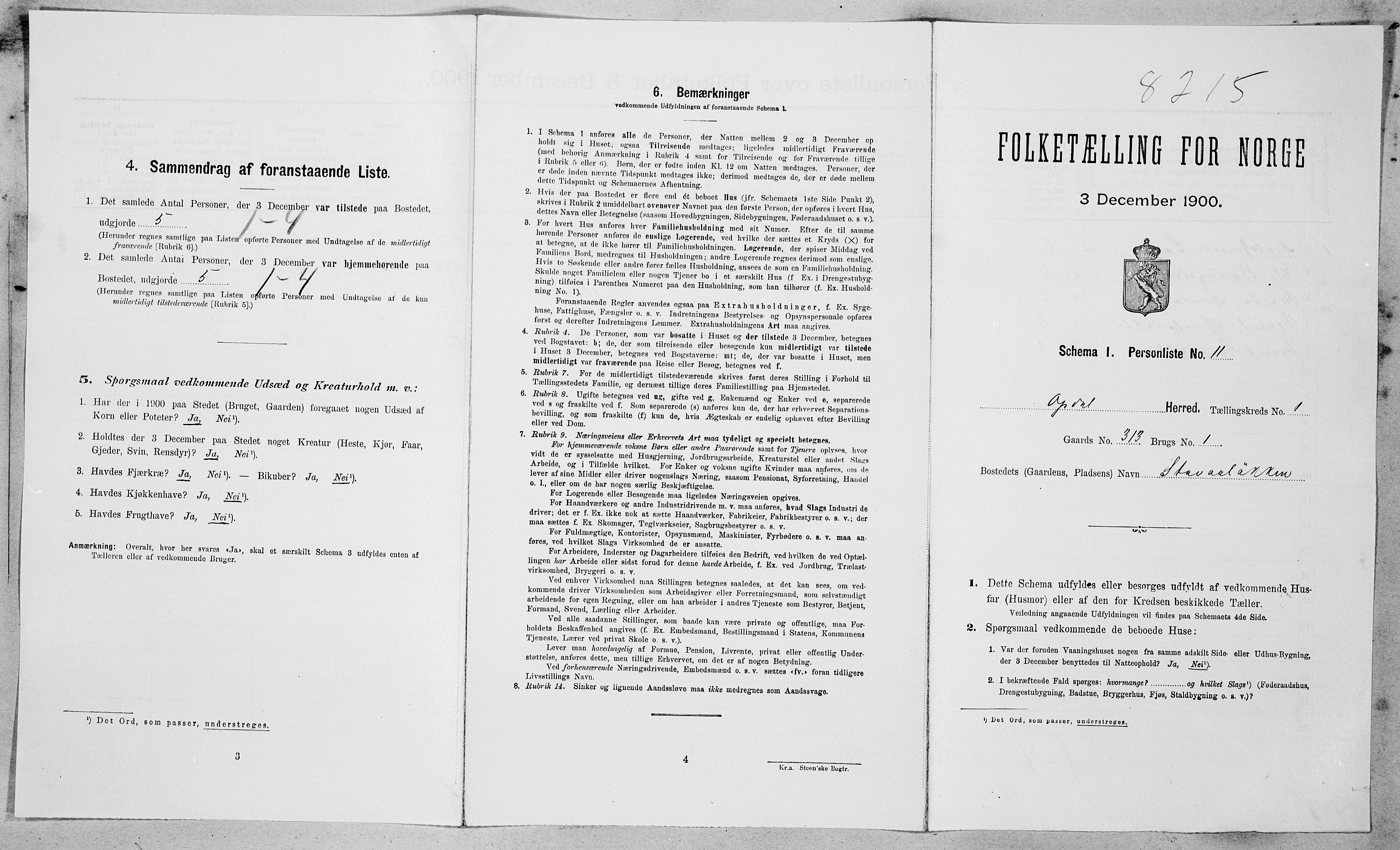 SAT, Folketelling 1900 for 1634 Oppdal herred, 1900, s. 122