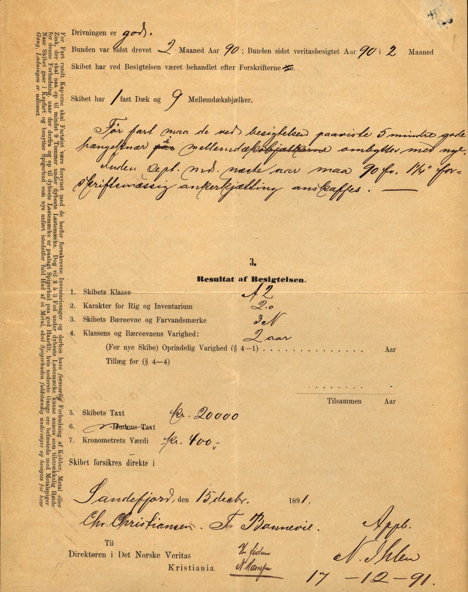 Pa 63 - Østlandske skibsassuranceforening, VEMU/A-1079/G/Ga/L0030/0003: Havaridokumenter / Rex, Salus, Schweigaard, Seladon, Titania, Tordenskjold av Trondhjem, 1893, s. 15