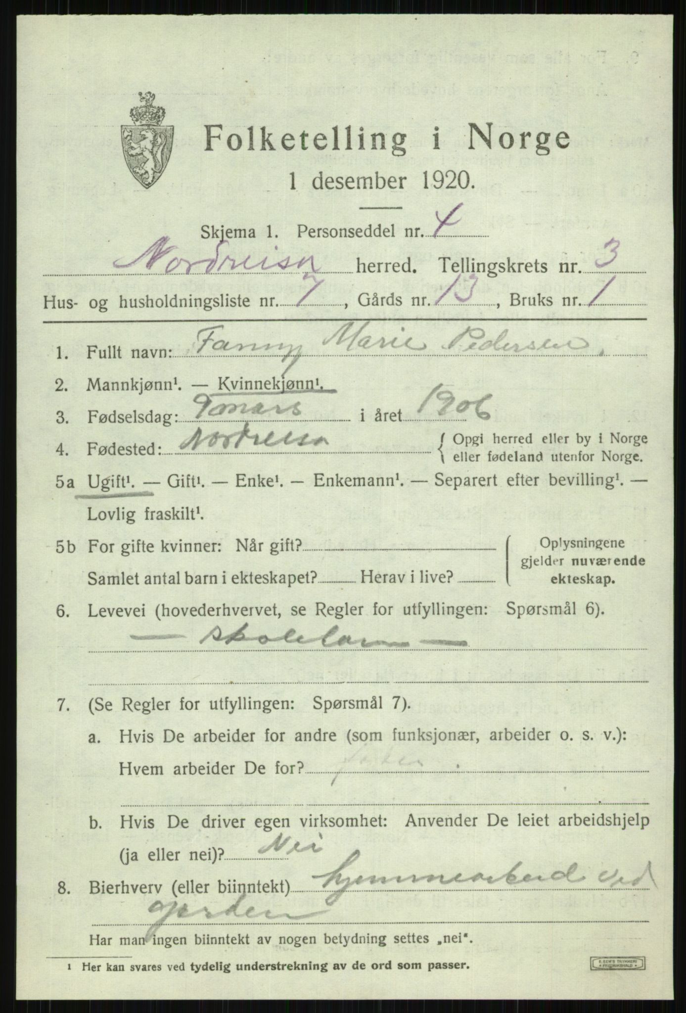 SATØ, Folketelling 1920 for 1942 Nordreisa herred, 1920, s. 1351