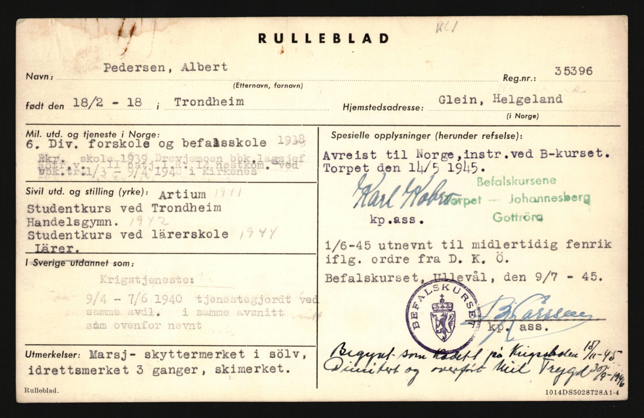 Forsvaret, Sør-Hålogaland landforsvar, AV/RA-RAFA-2552/P/Pa/L0303: Personellmapper for slettet personell, yrkesbefal og vernepliktig befal, født 1917-1920, 1936-1980, s. 359