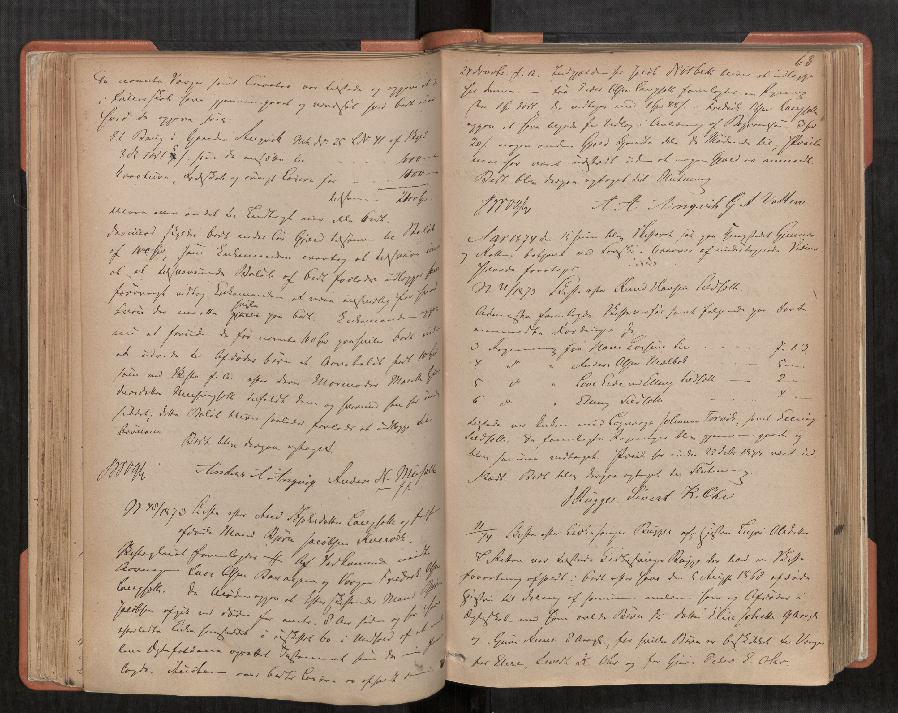 Nordmøre sorenskriveri, AV/SAT-A-4132/1/3/3B/L0003: Forhandlingsprotokoll nr. 03, 1871-1881, s. 63