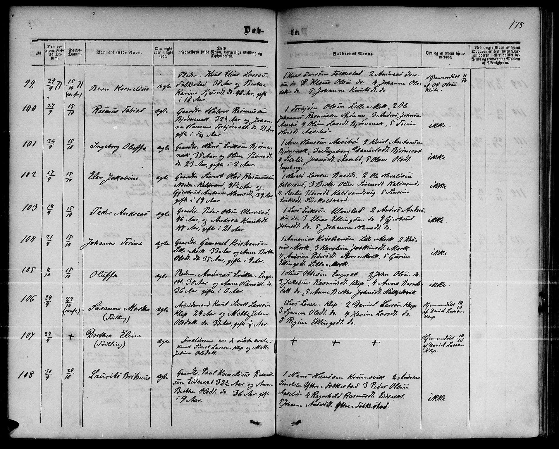 Ministerialprotokoller, klokkerbøker og fødselsregistre - Møre og Romsdal, AV/SAT-A-1454/511/L0157: Klokkerbok nr. 511C03, 1864-1884, s. 175