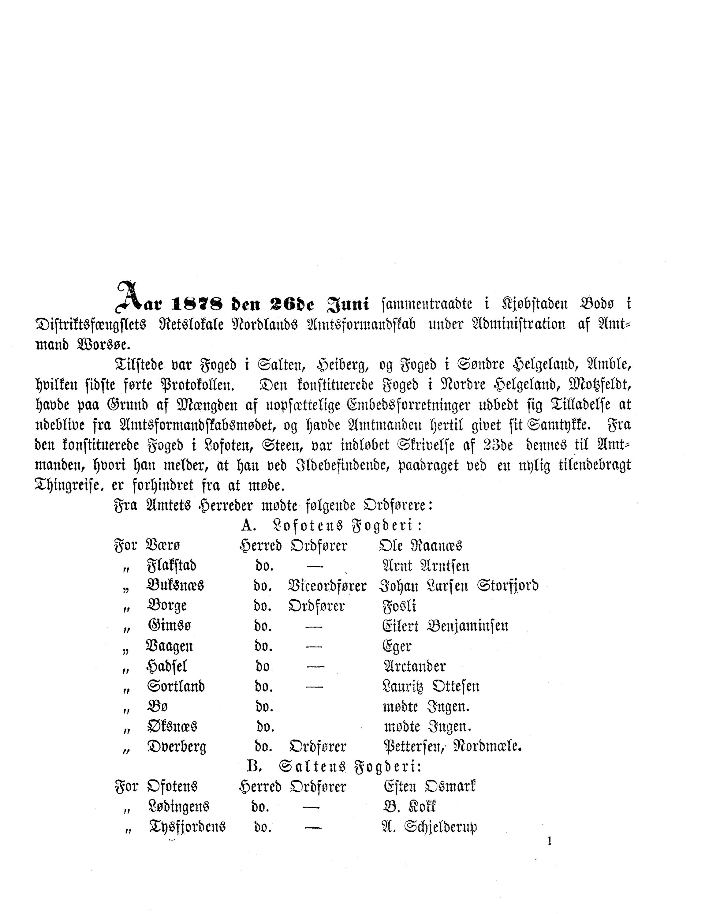 Nordland Fylkeskommune. Fylkestinget, AIN/NFK-17/176/A/Ac/L0012: Fylkestingsforhandlinger 1878, 1878