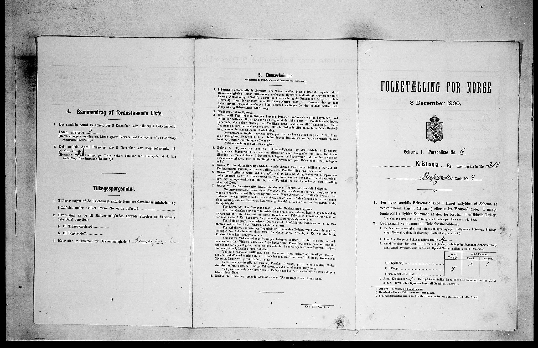 SAO, Folketelling 1900 for 0301 Kristiania kjøpstad, 1900, s. 4909