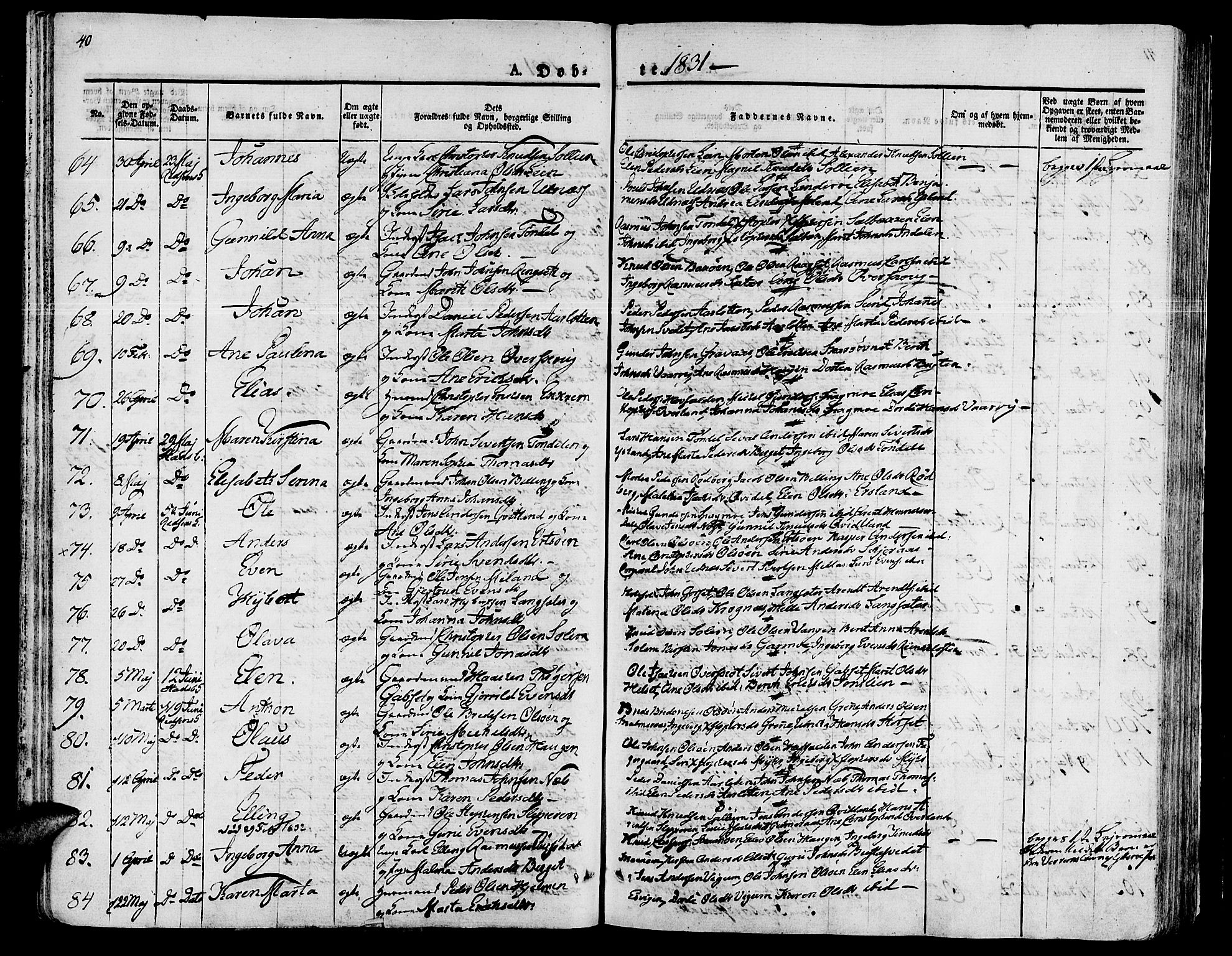 Ministerialprotokoller, klokkerbøker og fødselsregistre - Sør-Trøndelag, SAT/A-1456/646/L0609: Ministerialbok nr. 646A07, 1826-1838, s. 40