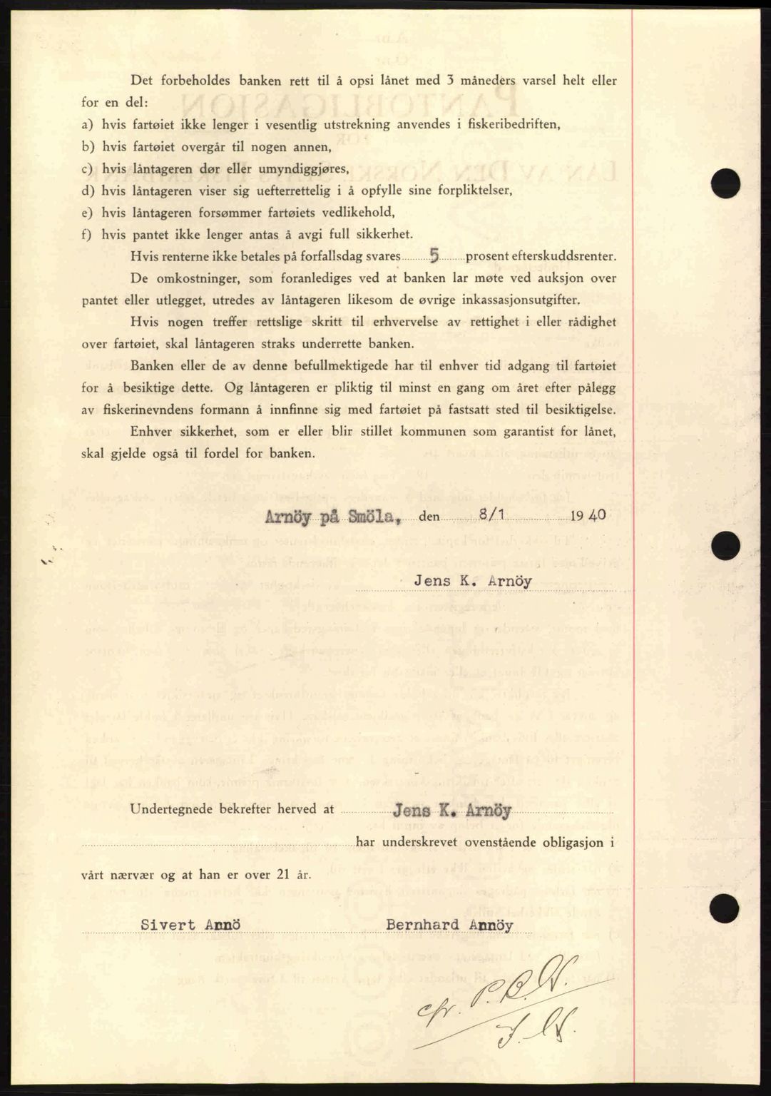 Nordmøre sorenskriveri, AV/SAT-A-4132/1/2/2Ca: Pantebok nr. B86, 1939-1940, Dagboknr: 107/1940