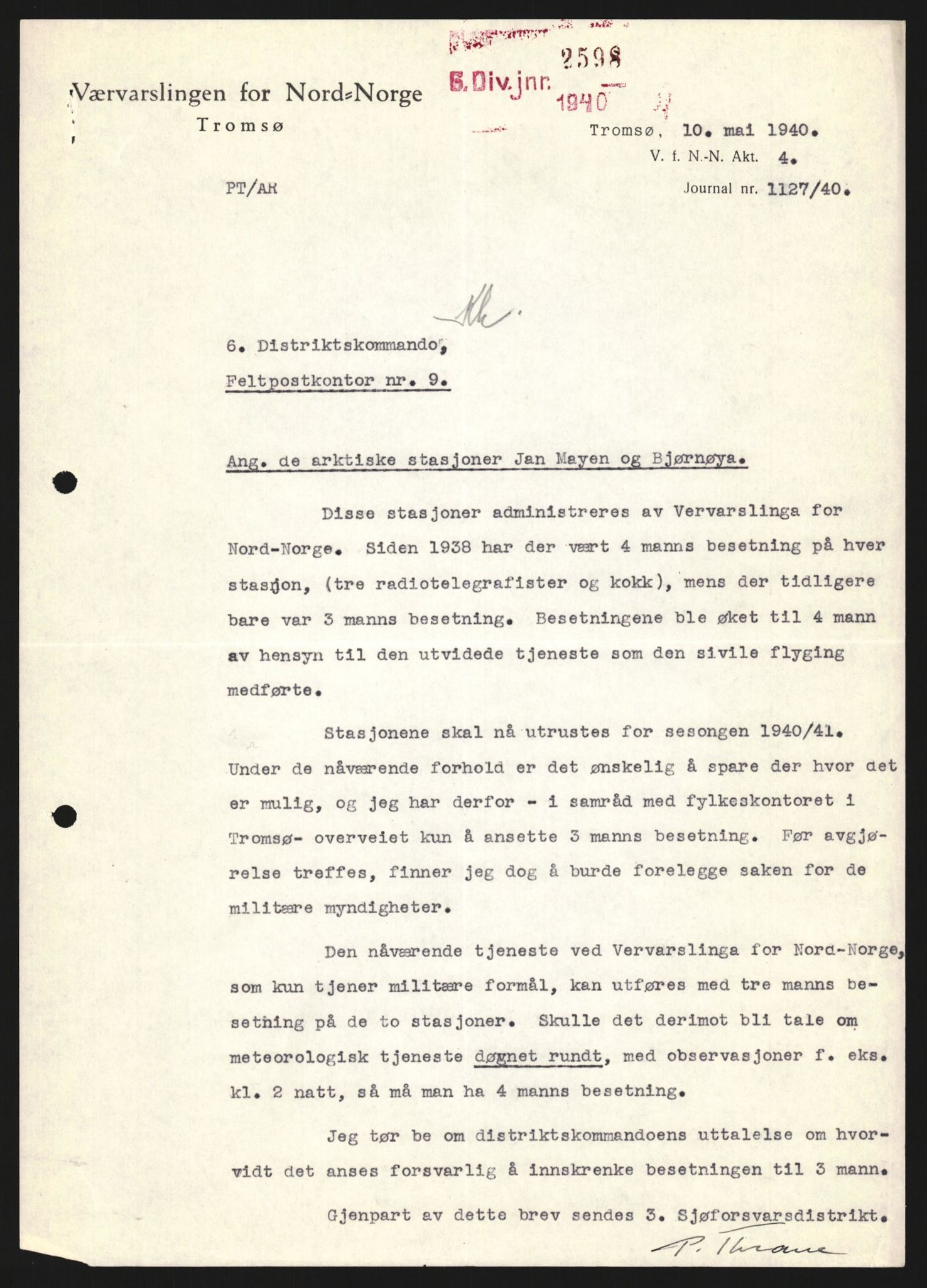 Forsvaret, Forsvarets krigshistoriske avdeling, RA/RAFA-2017/Y/Yb/L0123: II-C-11-600  -  6. Divisjon med avdelinger, 1940, s. 595