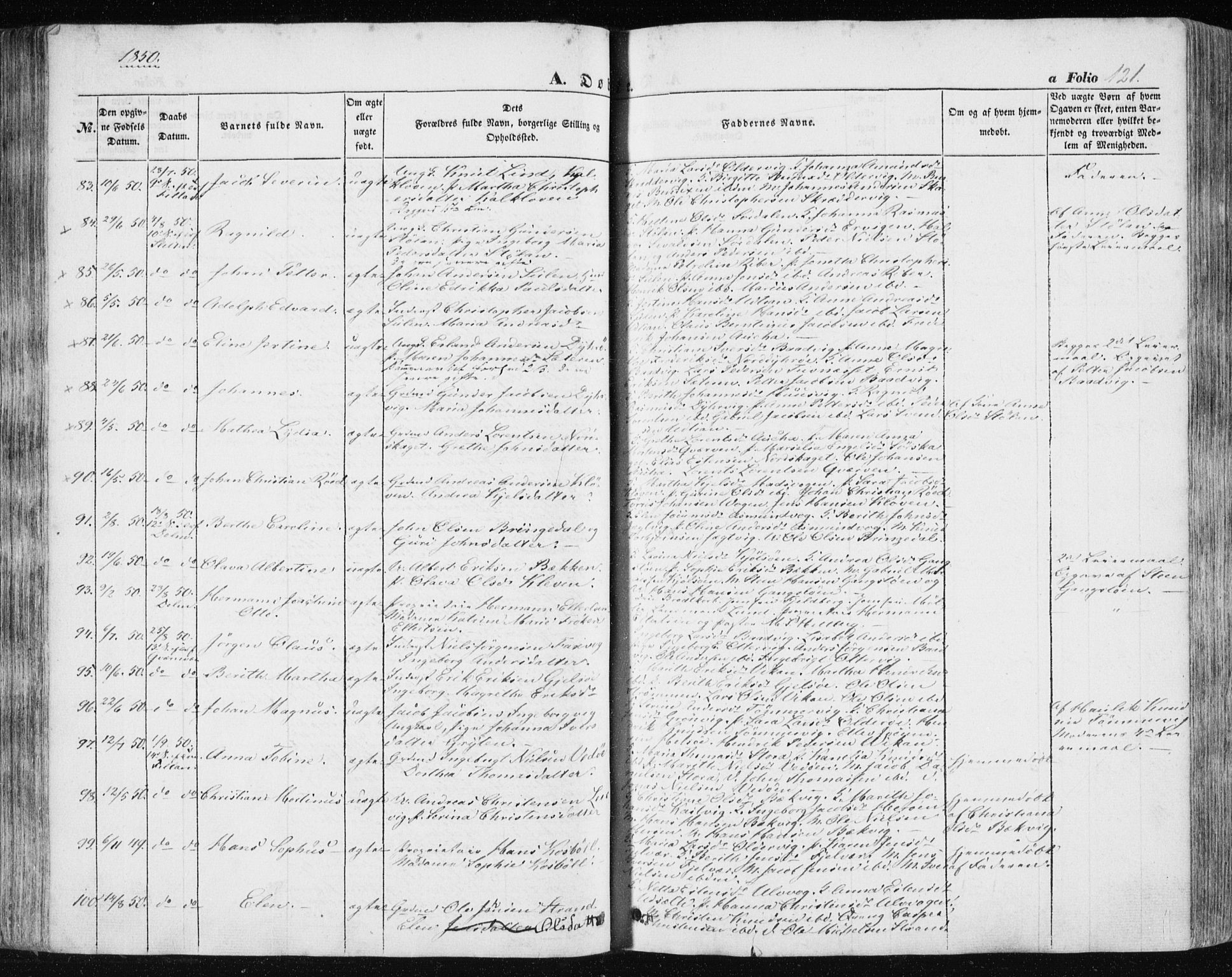 Ministerialprotokoller, klokkerbøker og fødselsregistre - Sør-Trøndelag, SAT/A-1456/634/L0529: Ministerialbok nr. 634A05, 1843-1851, s. 121