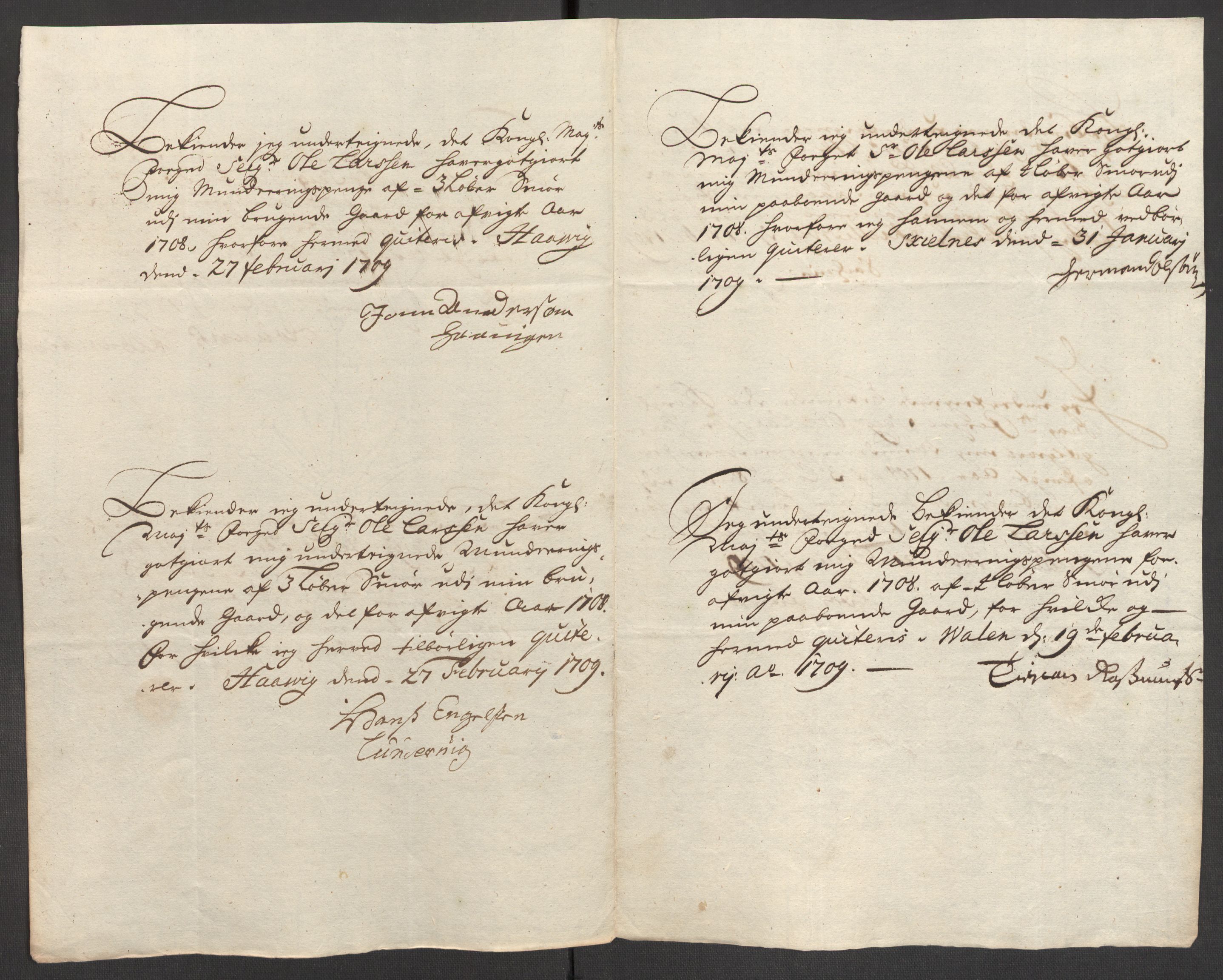 Rentekammeret inntil 1814, Reviderte regnskaper, Fogderegnskap, AV/RA-EA-4092/R48/L2985: Fogderegnskap Sunnhordland og Hardanger, 1708, s. 285