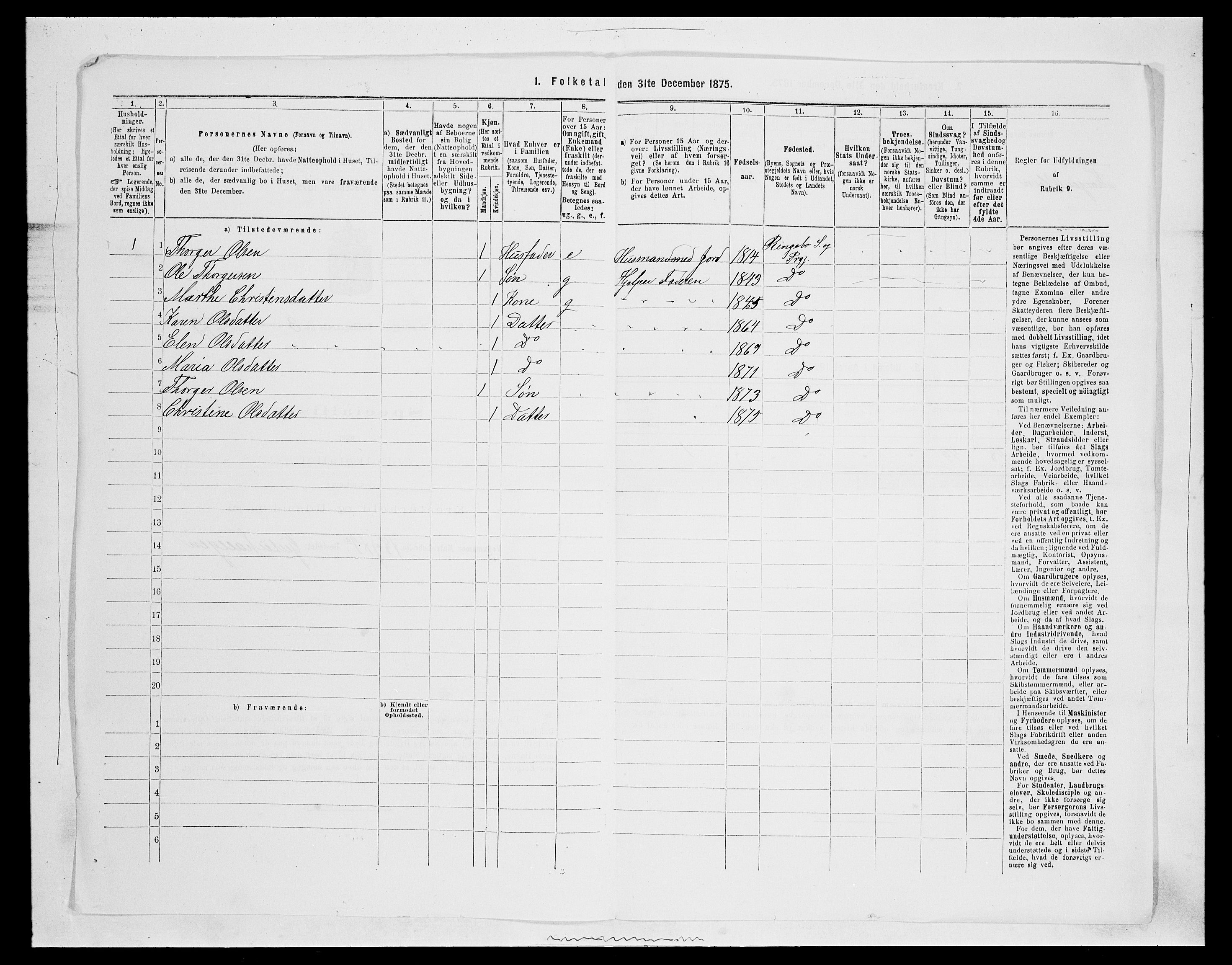 SAH, Folketelling 1875 for 0520P Ringebu prestegjeld, 1875, s. 537