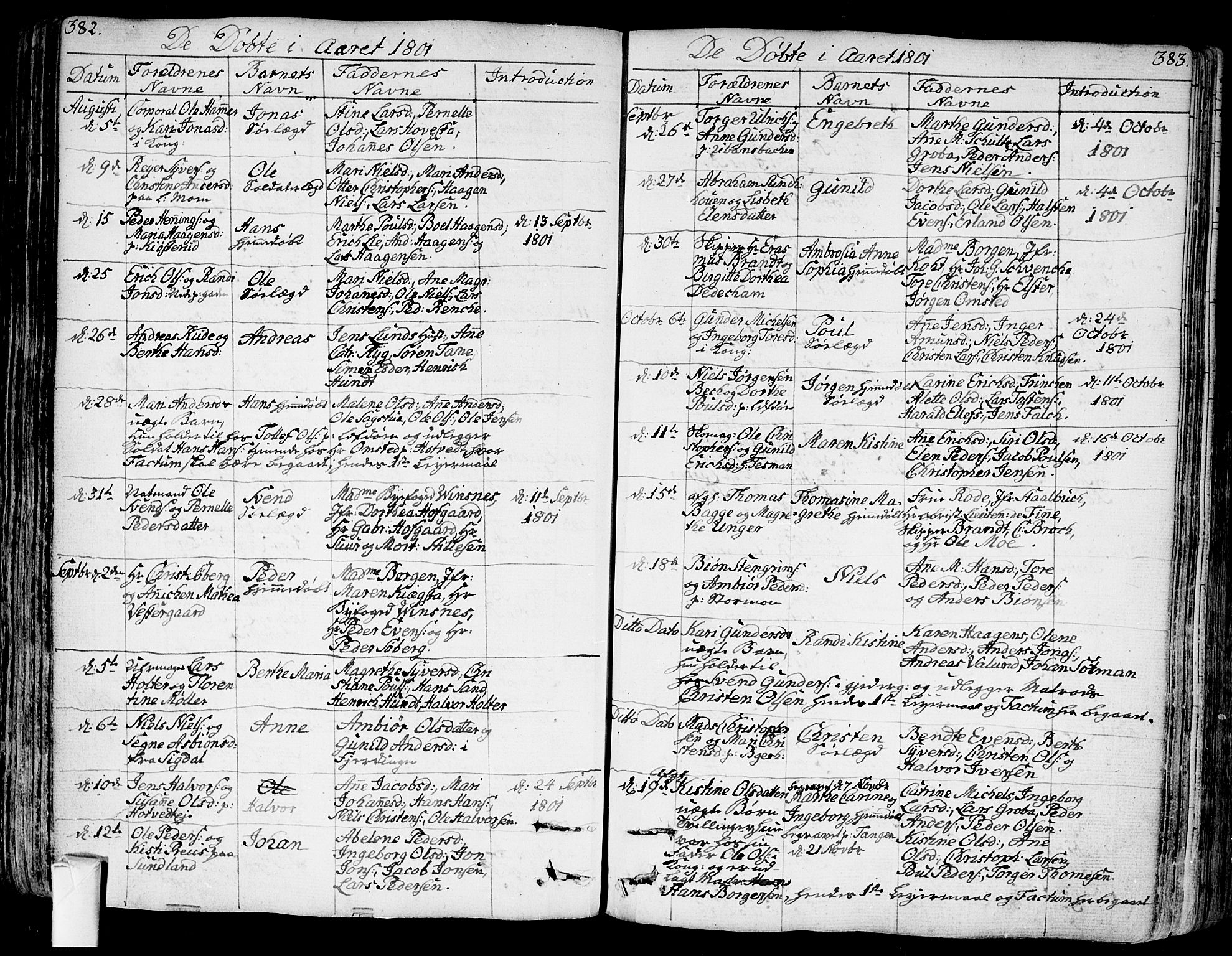 Bragernes kirkebøker, AV/SAKO-A-6/F/Fa/L0006a: Ministerialbok nr. I 6, 1782-1814, s. 382-383