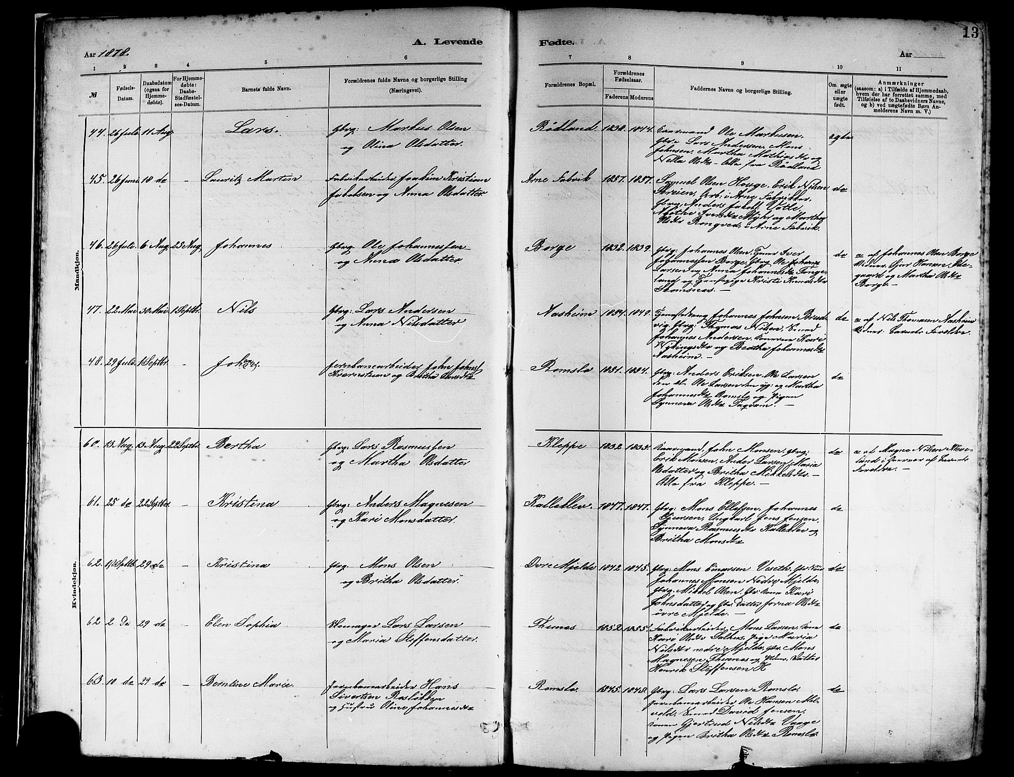Haus sokneprestembete, AV/SAB-A-75601/H/Haa: Ministerialbok nr. A 19I, 1878-1886, s. 13