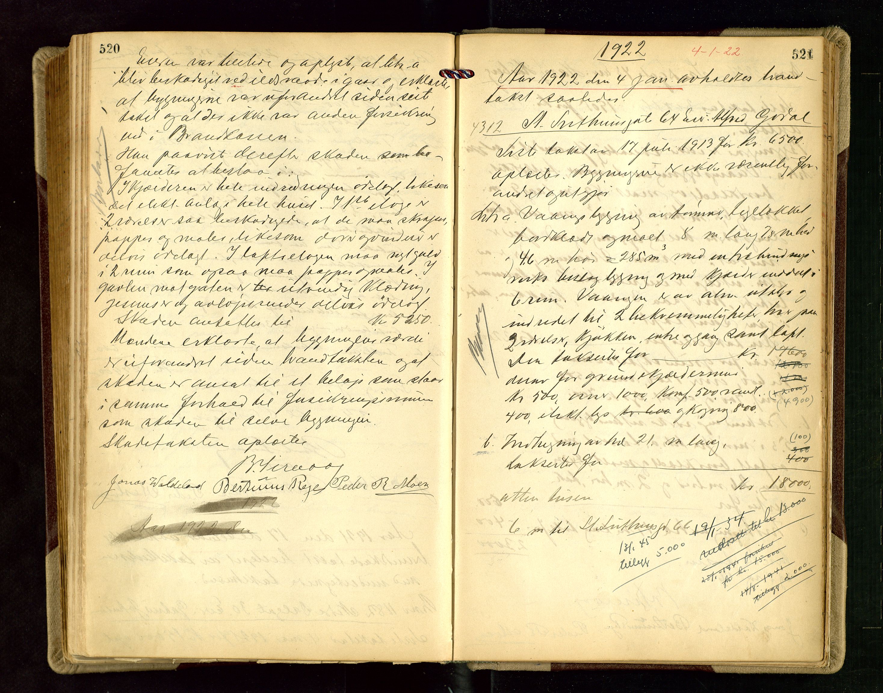 Norges Brannkasse Stavanger, AV/SAST-A-102143/F/Fd/L0017: Branntaksprotokoll nr. 28, 1919-1922, s. 520-521