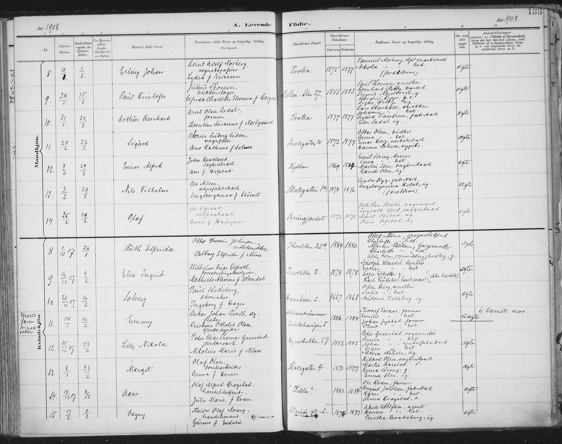 Ministerialprotokoller, klokkerbøker og fødselsregistre - Sør-Trøndelag, SAT/A-1456/603/L0167: Ministerialbok nr. 603A06, 1896-1932, s. 136