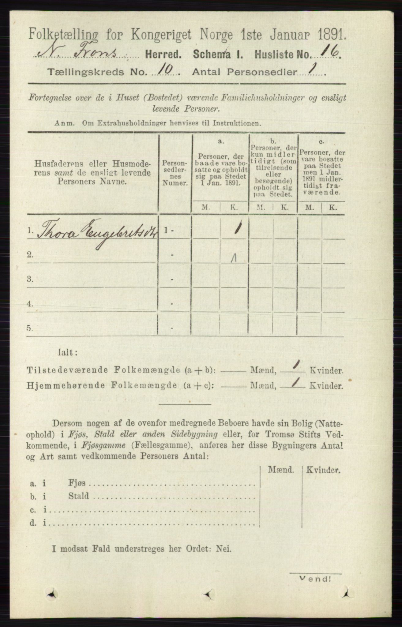 RA, Folketelling 1891 for 0518 Nord-Fron herred, 1891, s. 4317