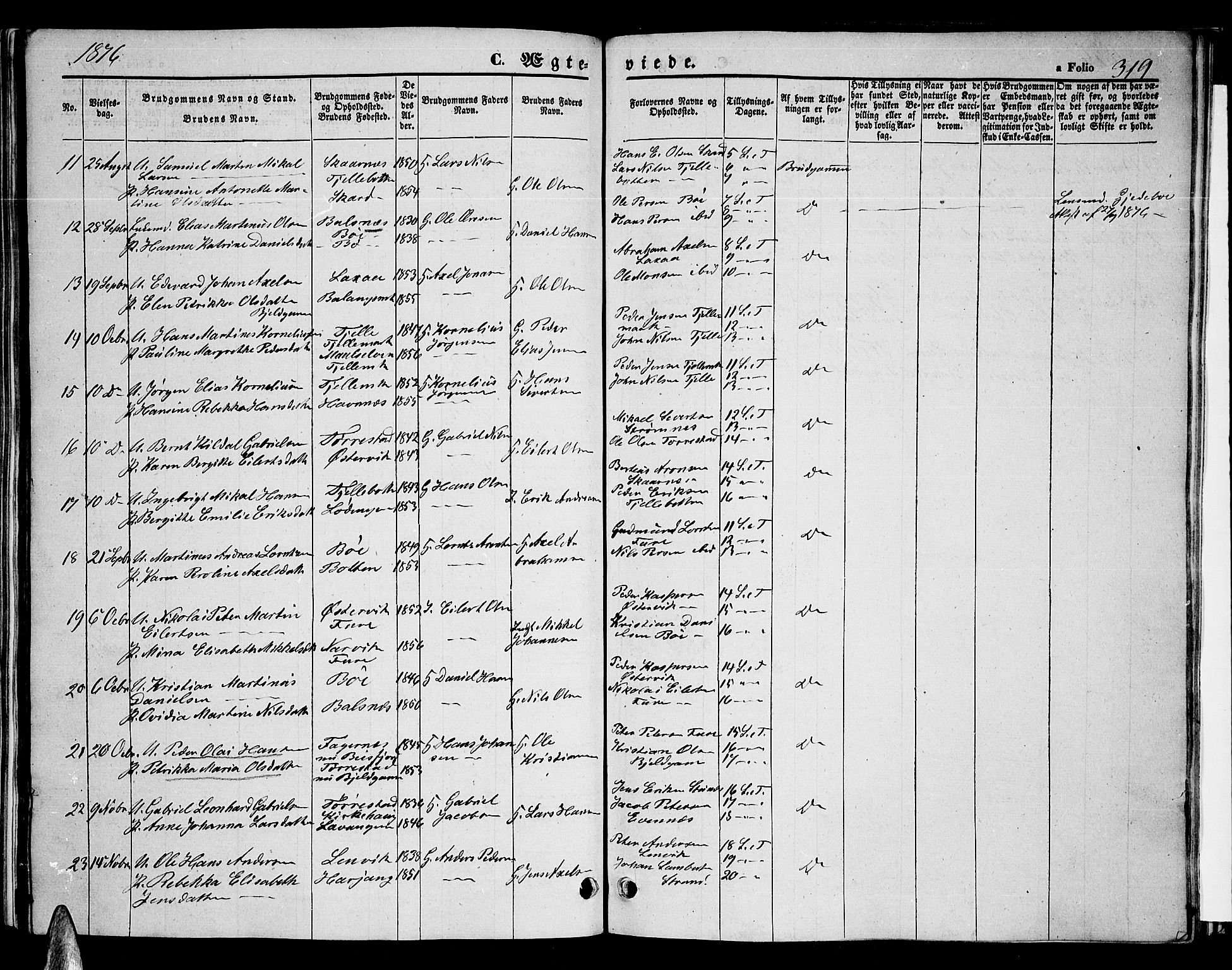 Ministerialprotokoller, klokkerbøker og fødselsregistre - Nordland, AV/SAT-A-1459/863/L0912: Klokkerbok nr. 863C02, 1858-1876, s. 319