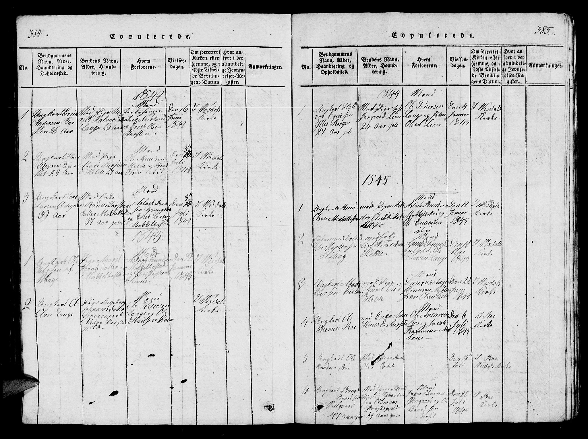 Ministerialprotokoller, klokkerbøker og fødselsregistre - Møre og Romsdal, SAT/A-1454/554/L0644: Klokkerbok nr. 554C01, 1818-1851, s. 384-385