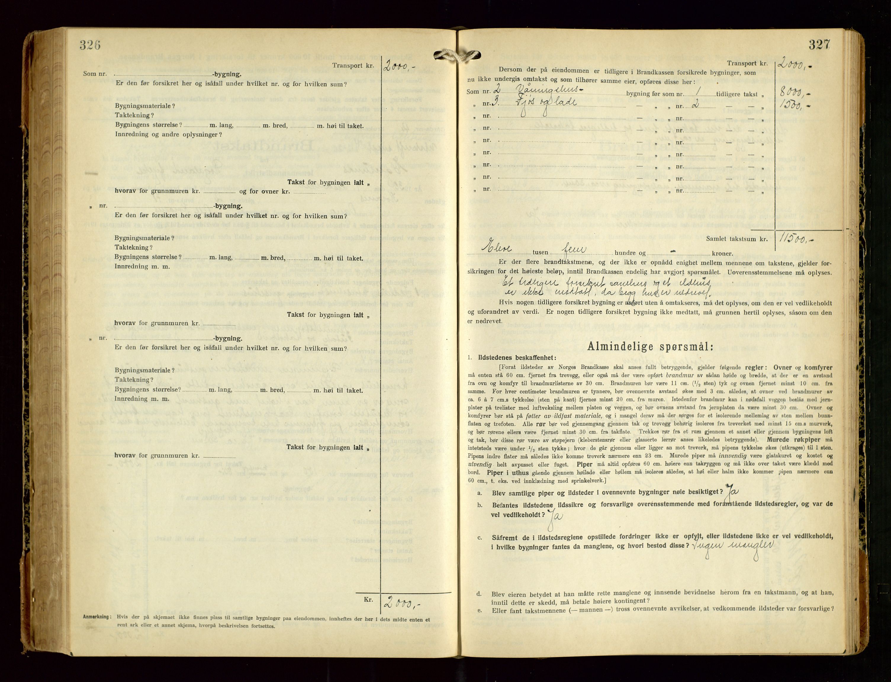 Eigersund lensmannskontor, SAST/A-100171/Gob/L0005: "Brandtakstprotokoll", 1925-1934, s. 326-327