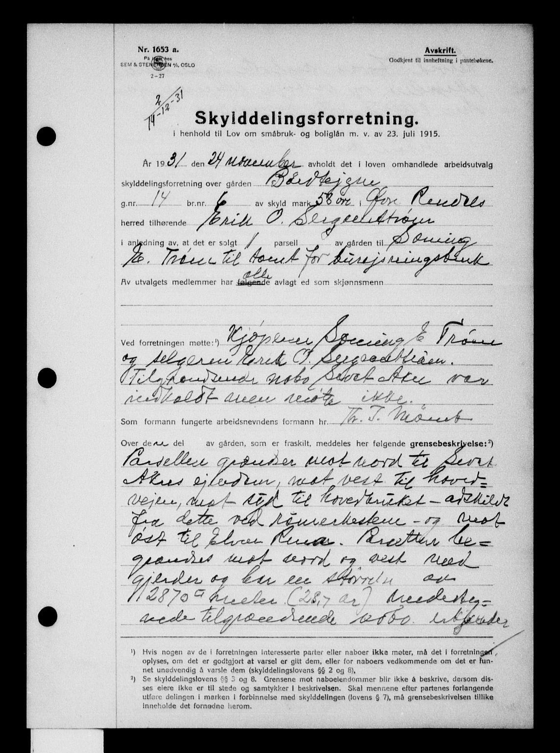 Nord-Østerdal tingrett, SAH/TING-020/H/Hb/Hba/L0046: Pantebok nr. 46, 1931-1932, Tingl.dato: 14.12.1931