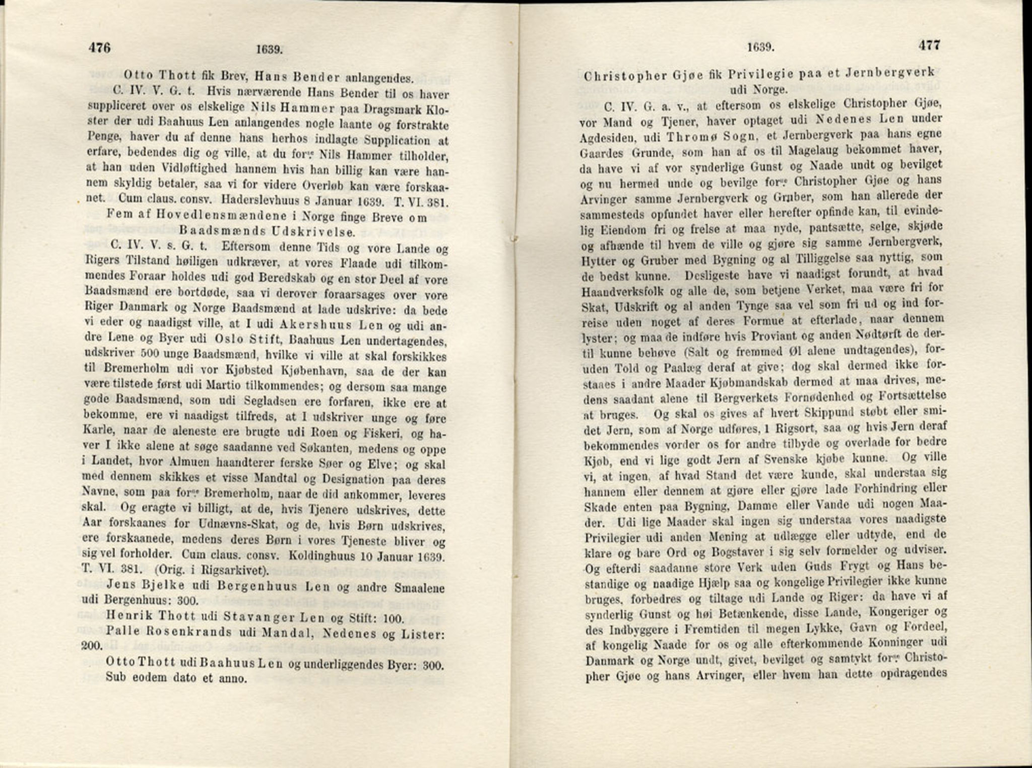 Publikasjoner utgitt av Det Norske Historiske Kildeskriftfond, PUBL/-/-/-: Norske Rigs-Registranter, bind 7, 1635-1640, s. 476-477