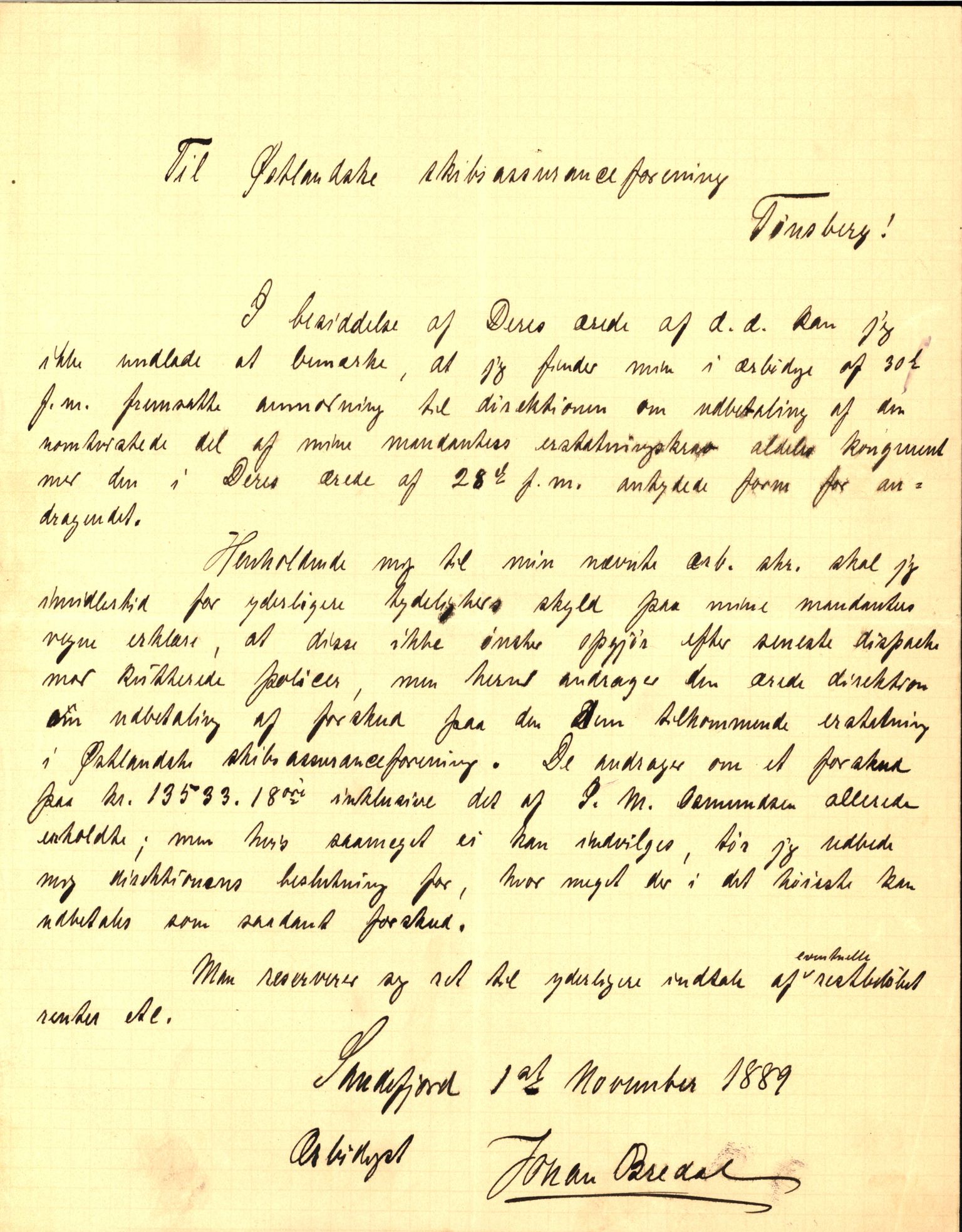 Pa 63 - Østlandske skibsassuranceforening, VEMU/A-1079/G/Ga/L0022/0007: Havaridokumenter / Nyassa, Mjølner, 1888, s. 140