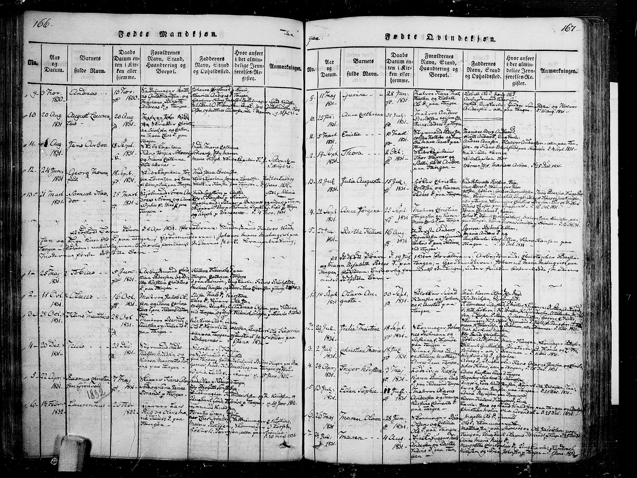 Skoger kirkebøker, AV/SAKO-A-59/F/Fa/L0002: Ministerialbok nr. I 2 /2, 1814-1842, s. 166-167