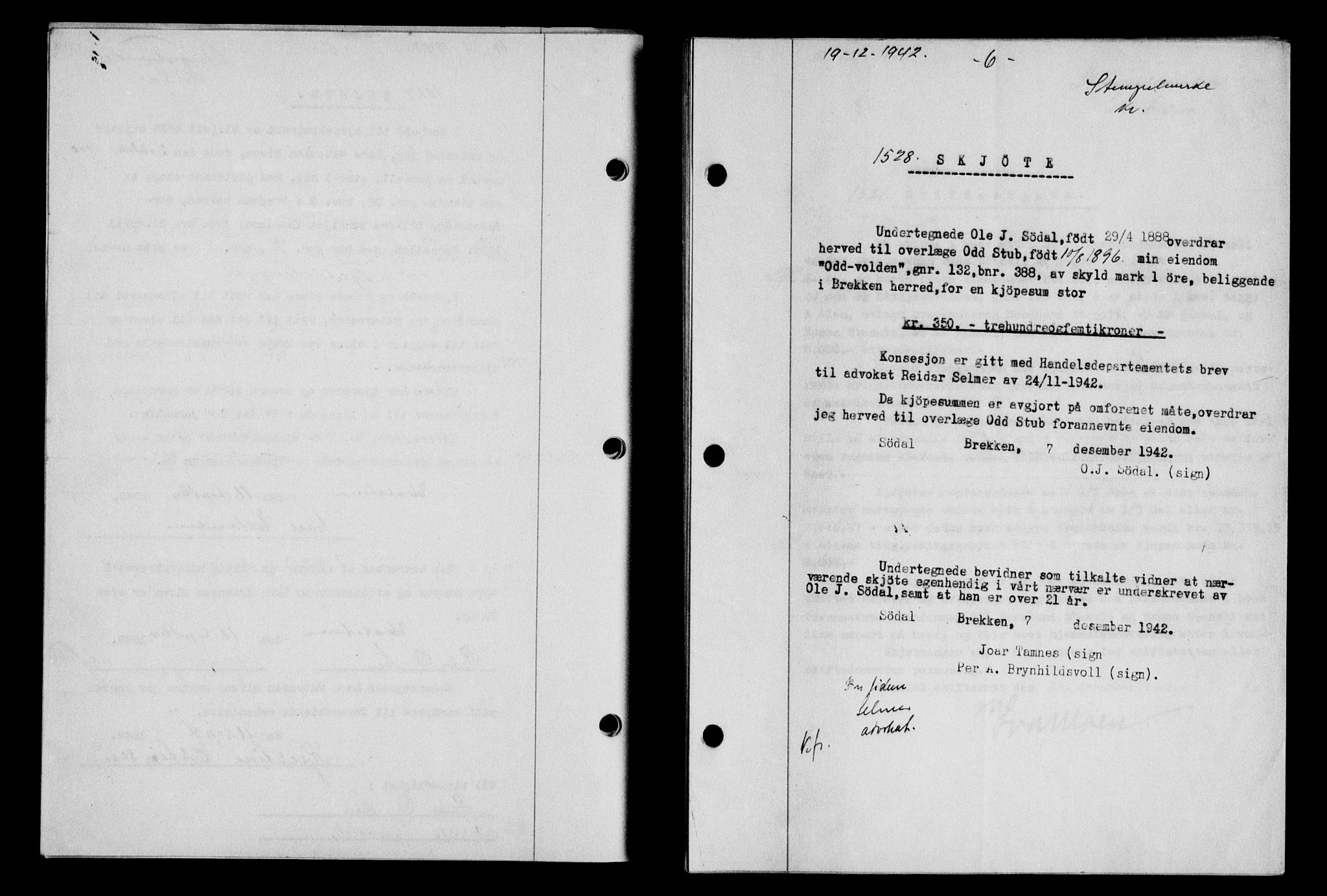 Gauldal sorenskriveri, SAT/A-0014/1/2/2C/L0056: Pantebok nr. 61, 1942-1943, Dagboknr: 1528/1942