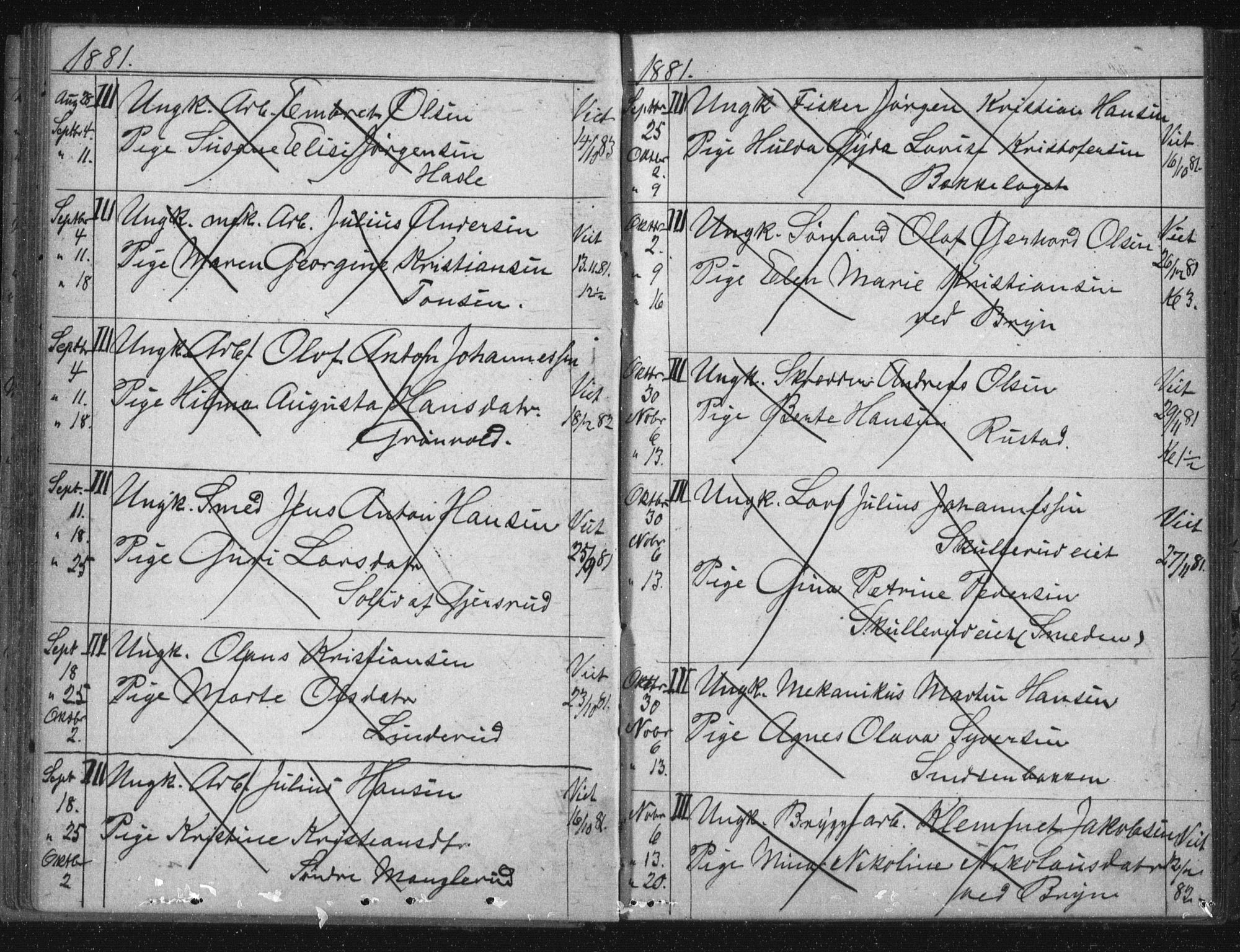 Østre Aker prestekontor Kirkebøker, AV/SAO-A-10840/H/Ha/L0005: Lysningsprotokoll nr. I 5, 1879-1899