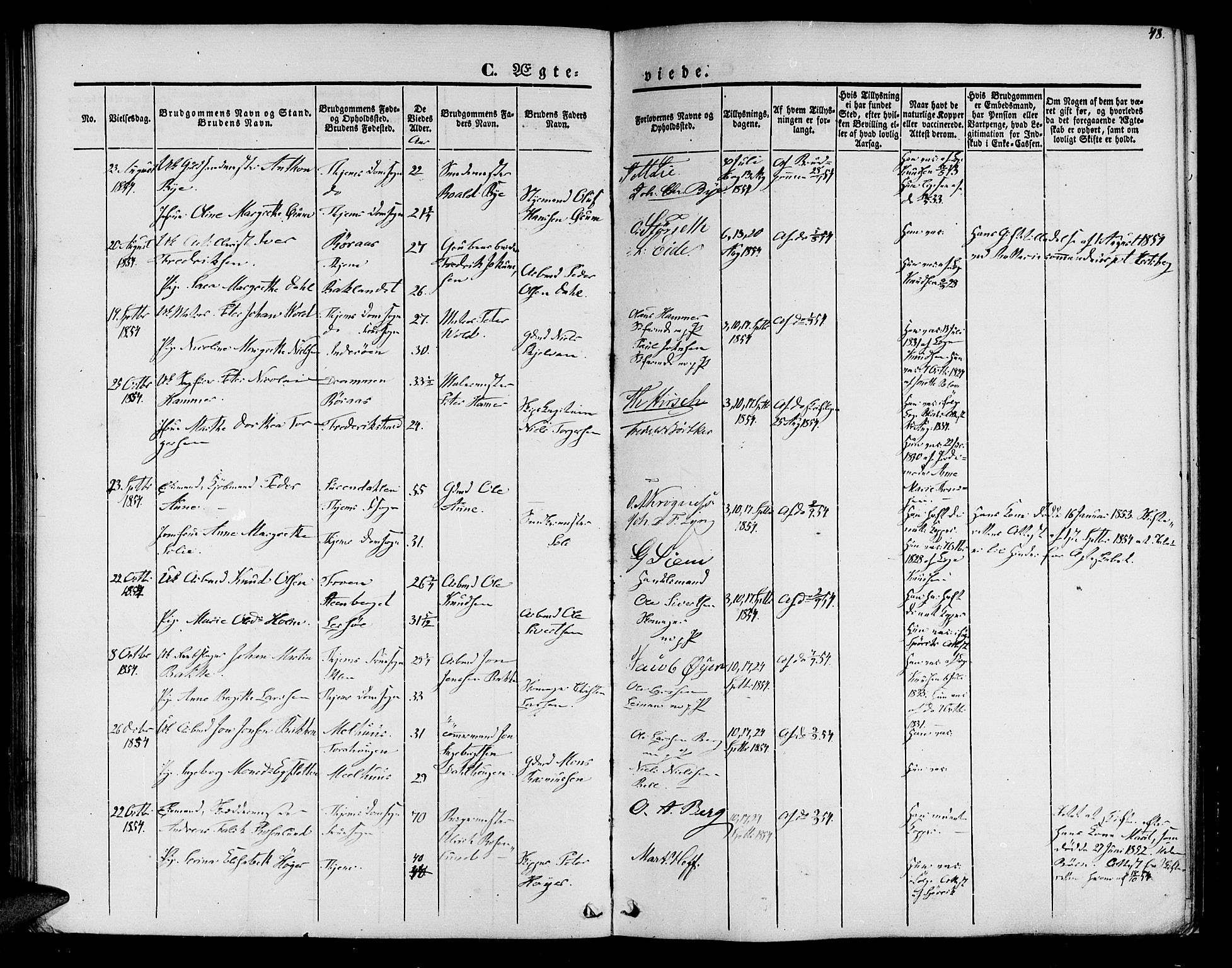Ministerialprotokoller, klokkerbøker og fødselsregistre - Sør-Trøndelag, SAT/A-1456/602/L0111: Ministerialbok nr. 602A09, 1844-1867, s. 48