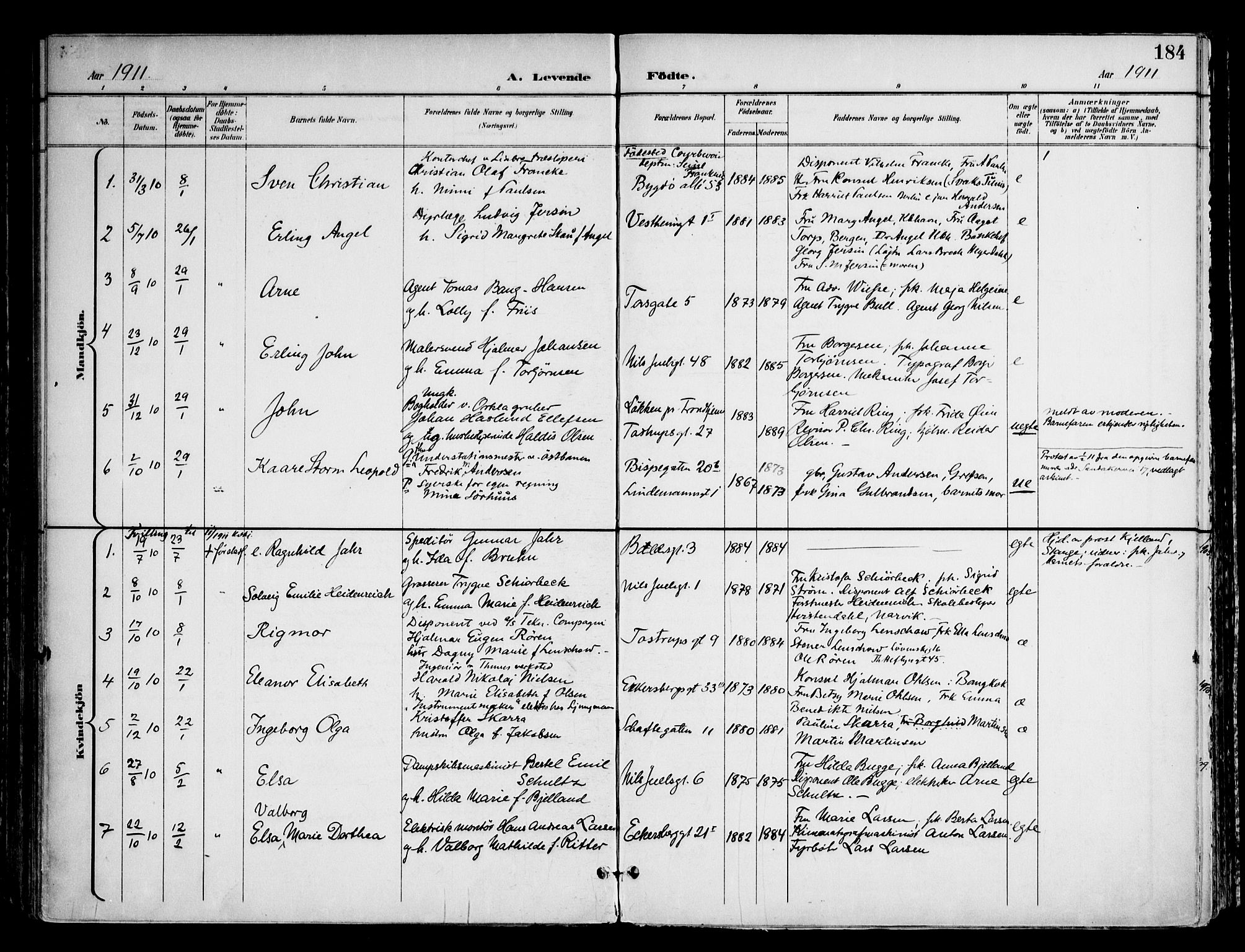 Frogner prestekontor Kirkebøker, AV/SAO-A-10886/F/Fa/L0002: Ministerialbok nr. 2, 1897-1917, s. 184